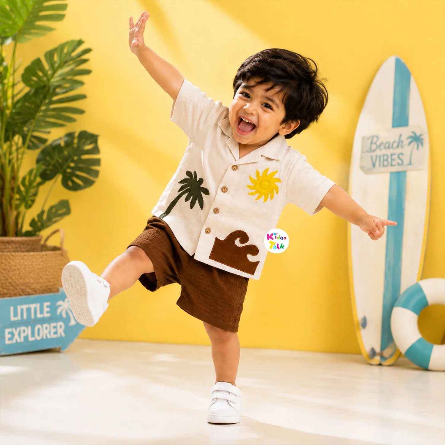 Muslin Half Sleeve Shirt & Half Pant - Brown