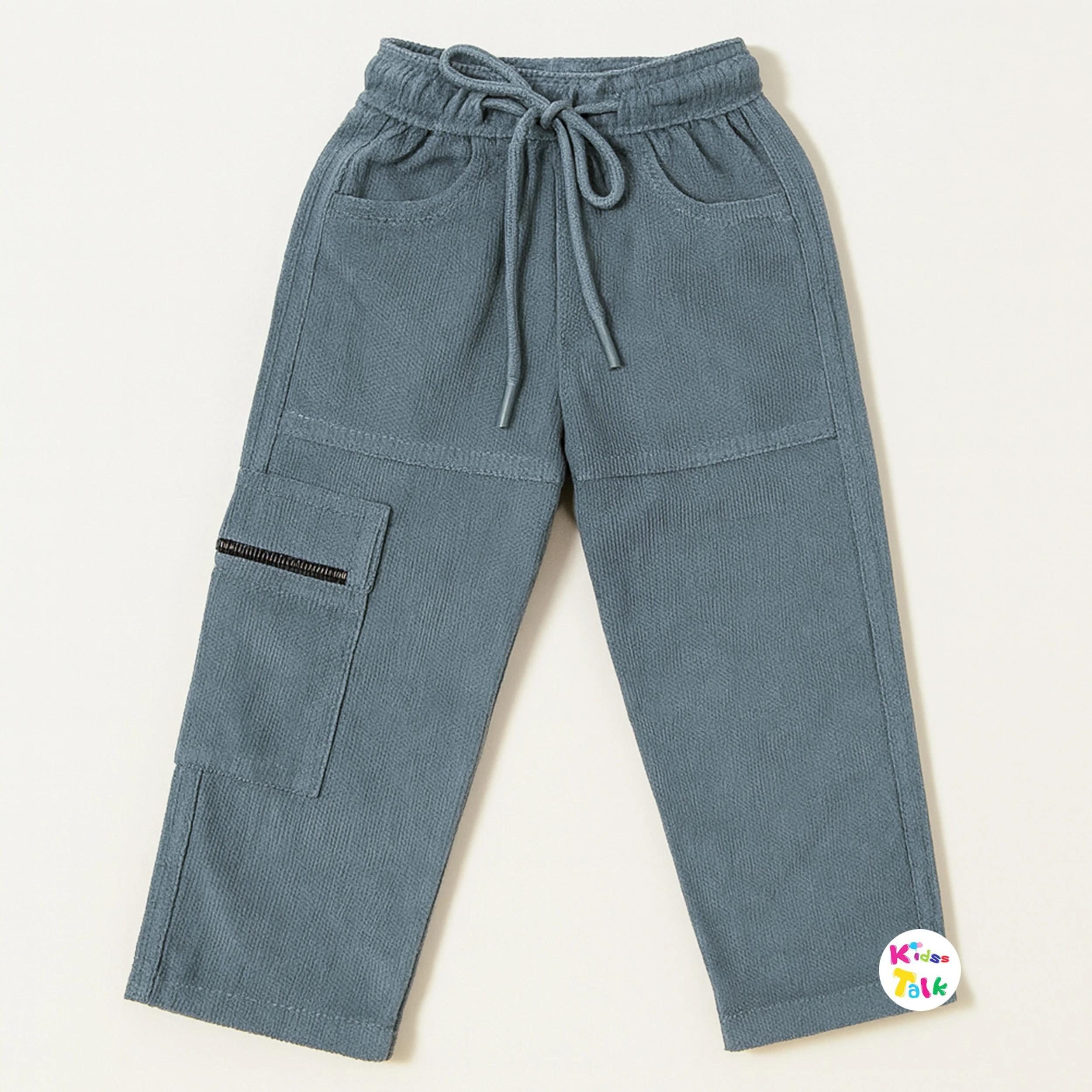 Corduroy Regular Fit Cargo Full Pant - Dark Grey