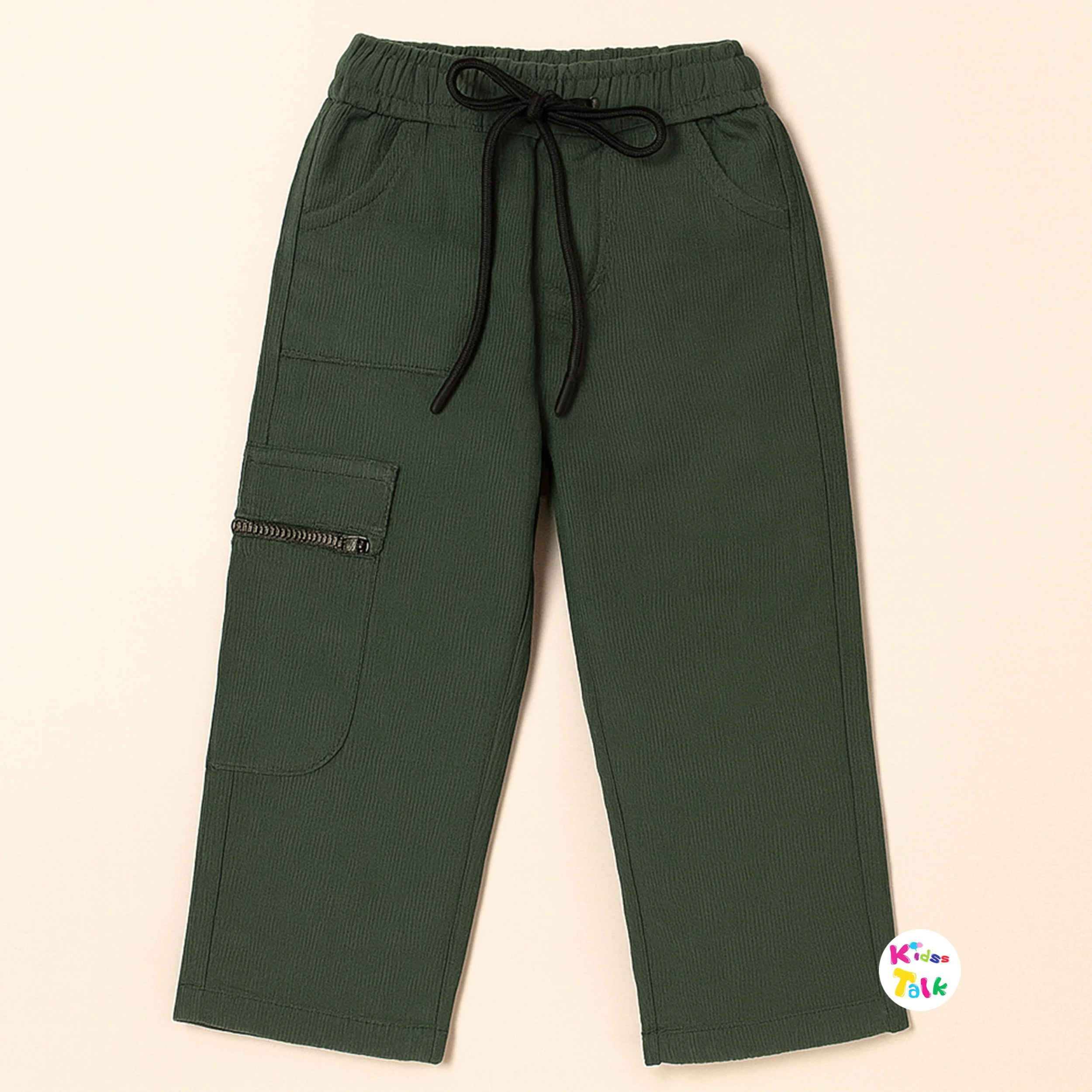Corduroy Regular Fit Cargo Full Pant - Green