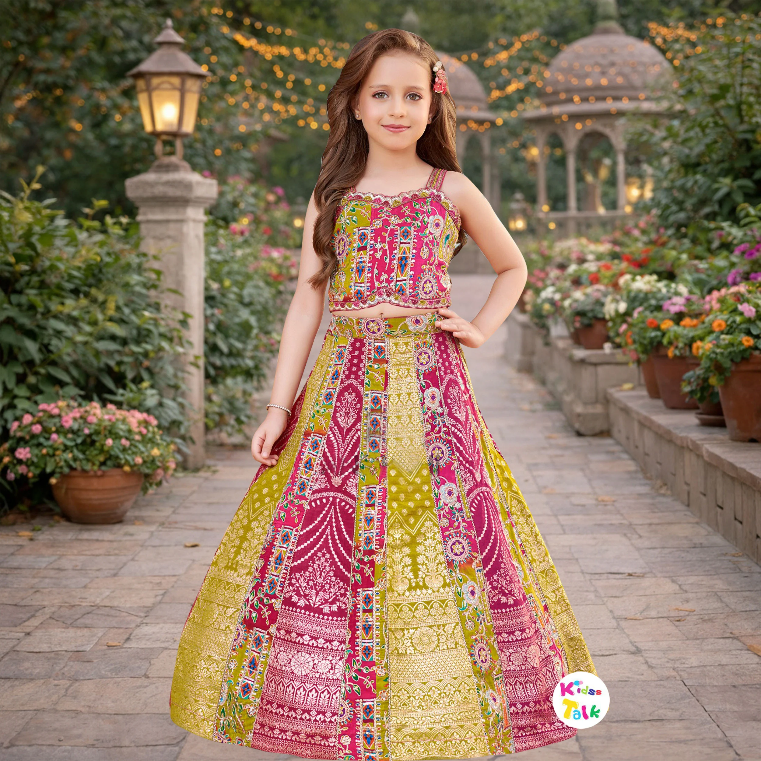 Royal Silk Sleeveless Zardhosi Work Choli With Lehenga & Dupatta - Red