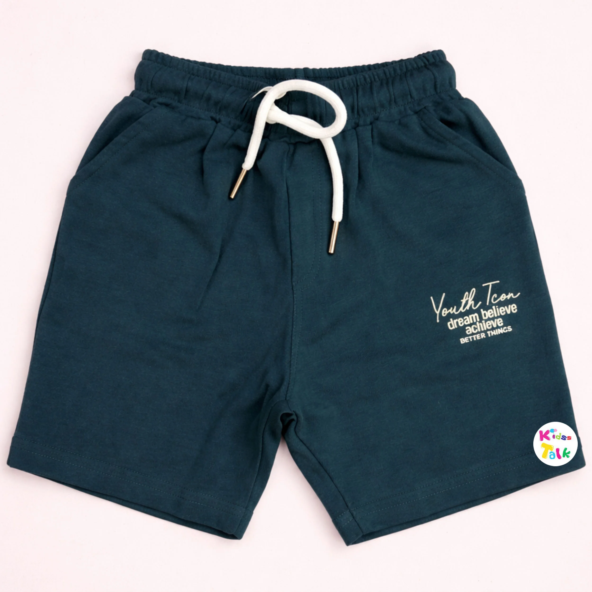 Cotton Regular Fit Half Pant - Teal Blue