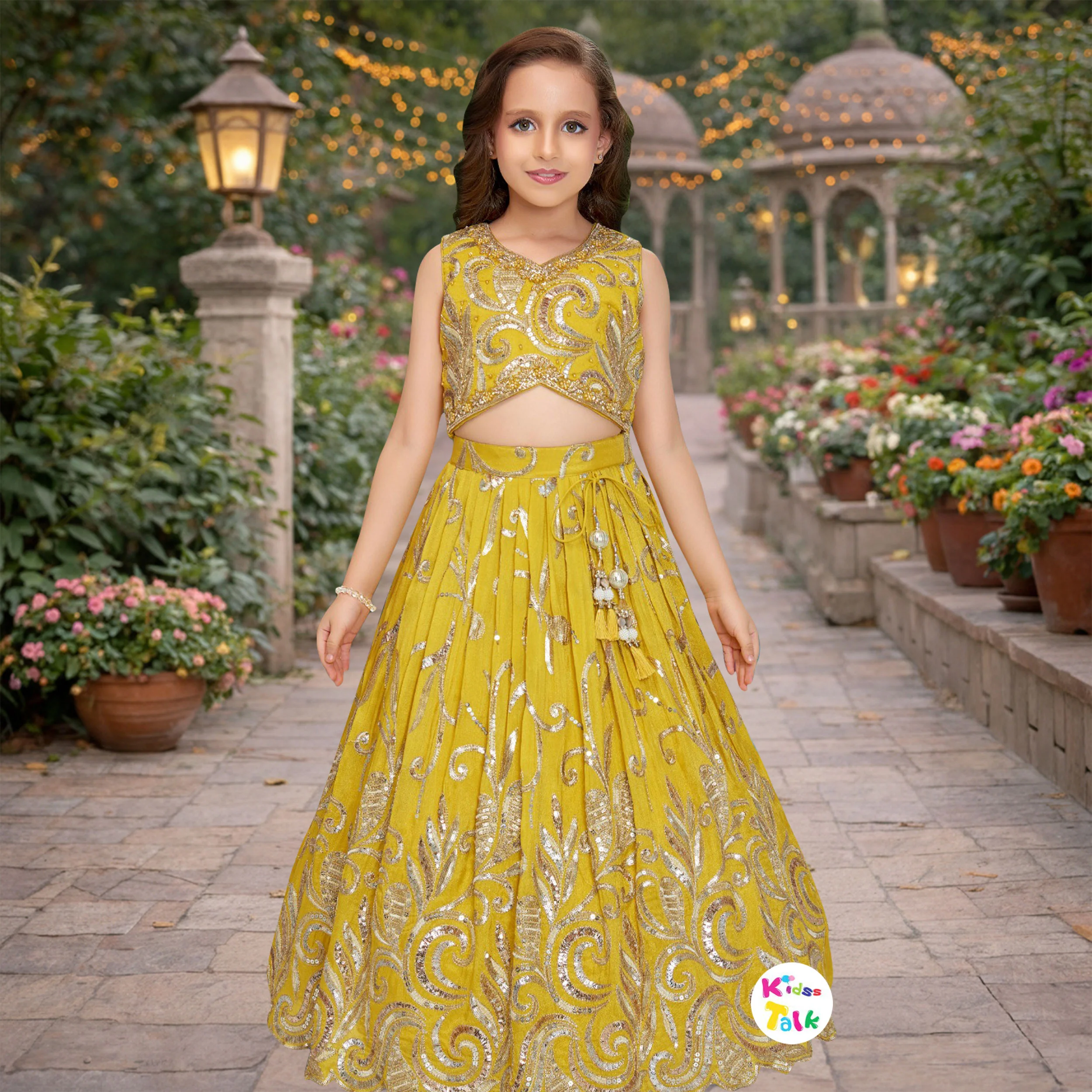 Royal Silk Sleeveless Zardhosi Work Choli With Lehenga & Dupatta - Mustard