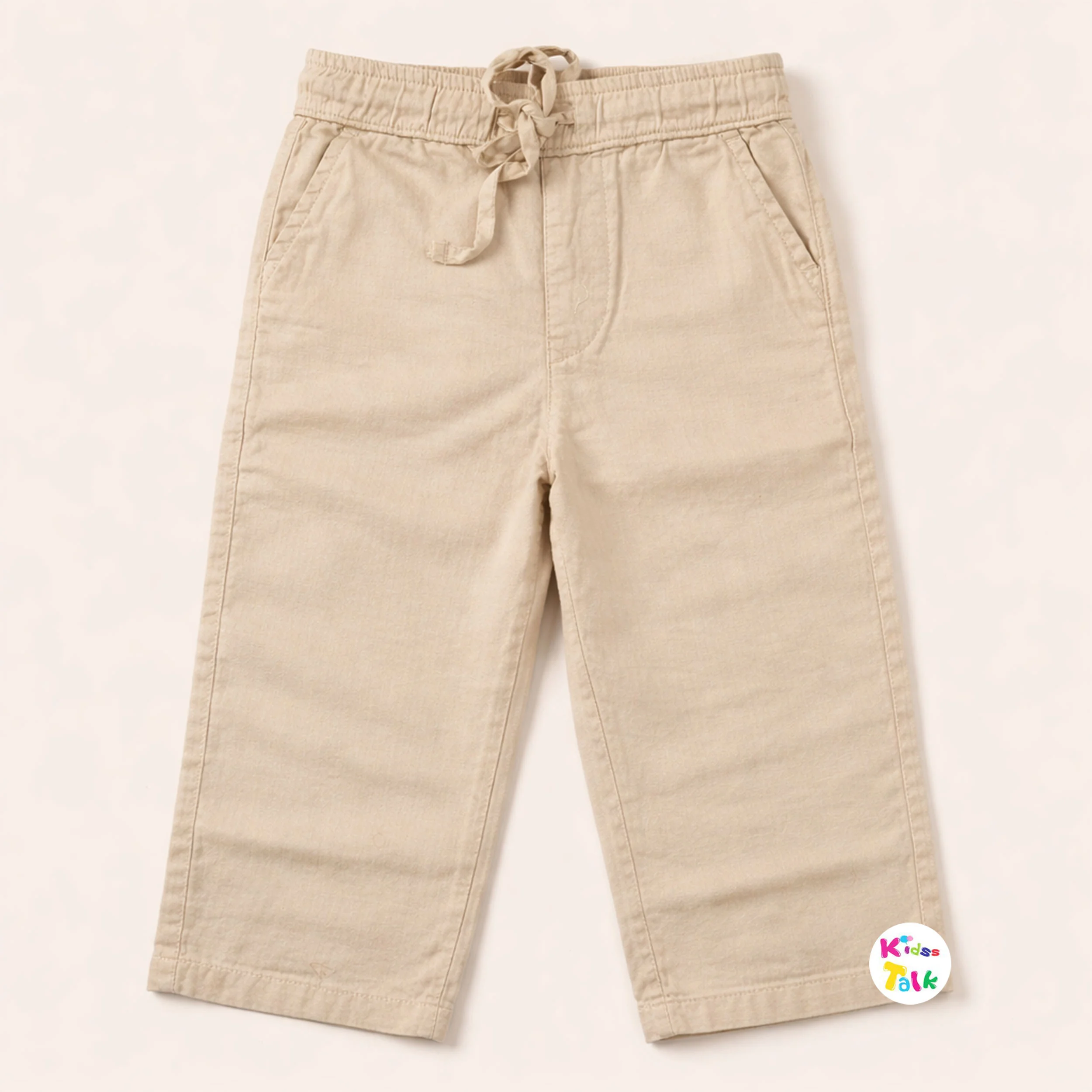 Cotton Linen Regular Fit Full Pant - Cream