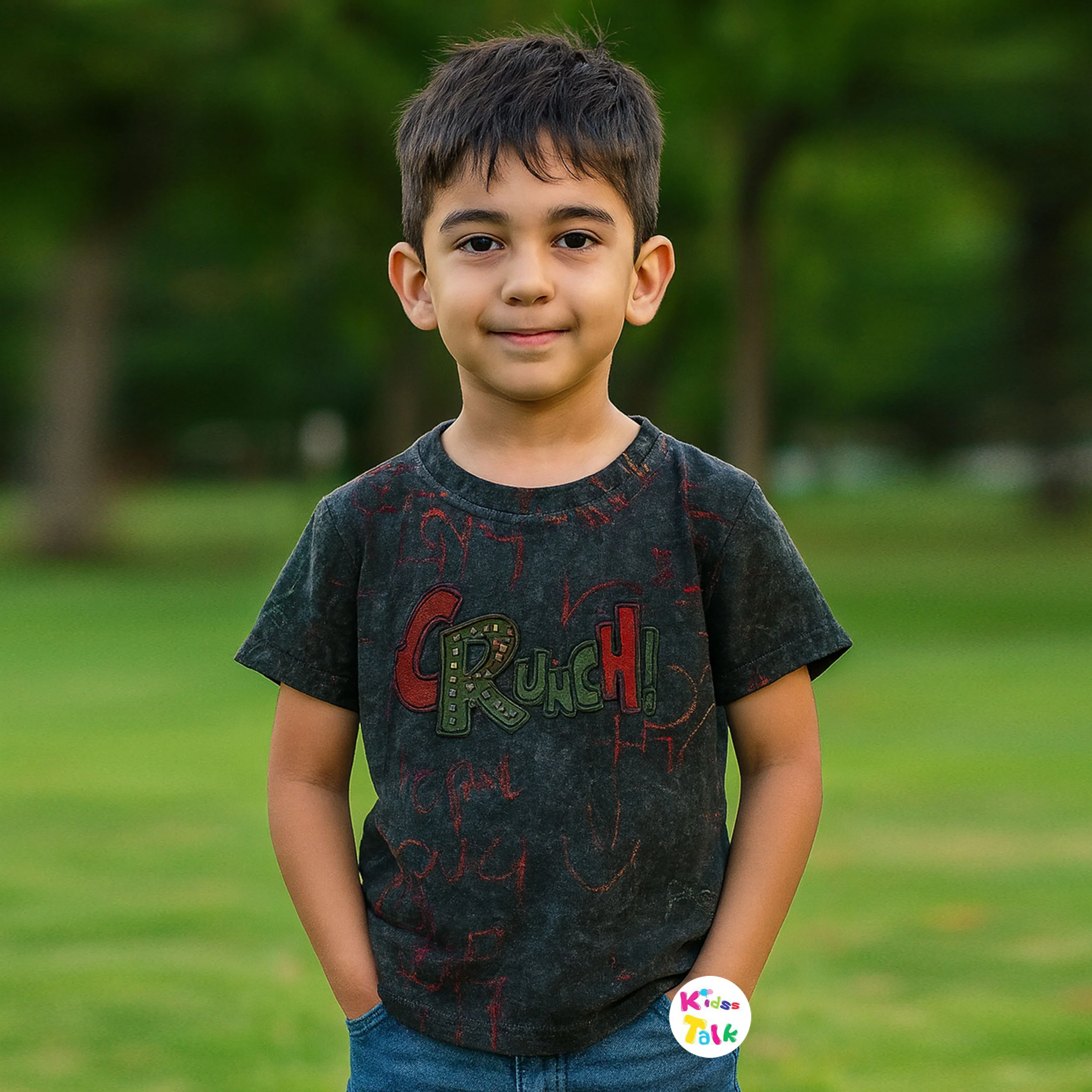 Cotton Knitted Half Sleeve Printed T-shirt - Dark Grey