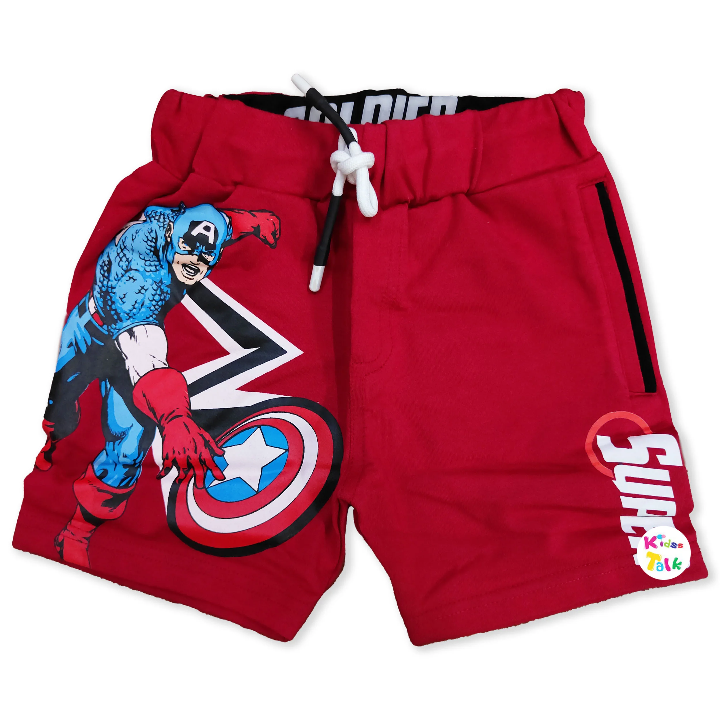 Soft Cotton Knitted Regular Fit Half Pant - Red