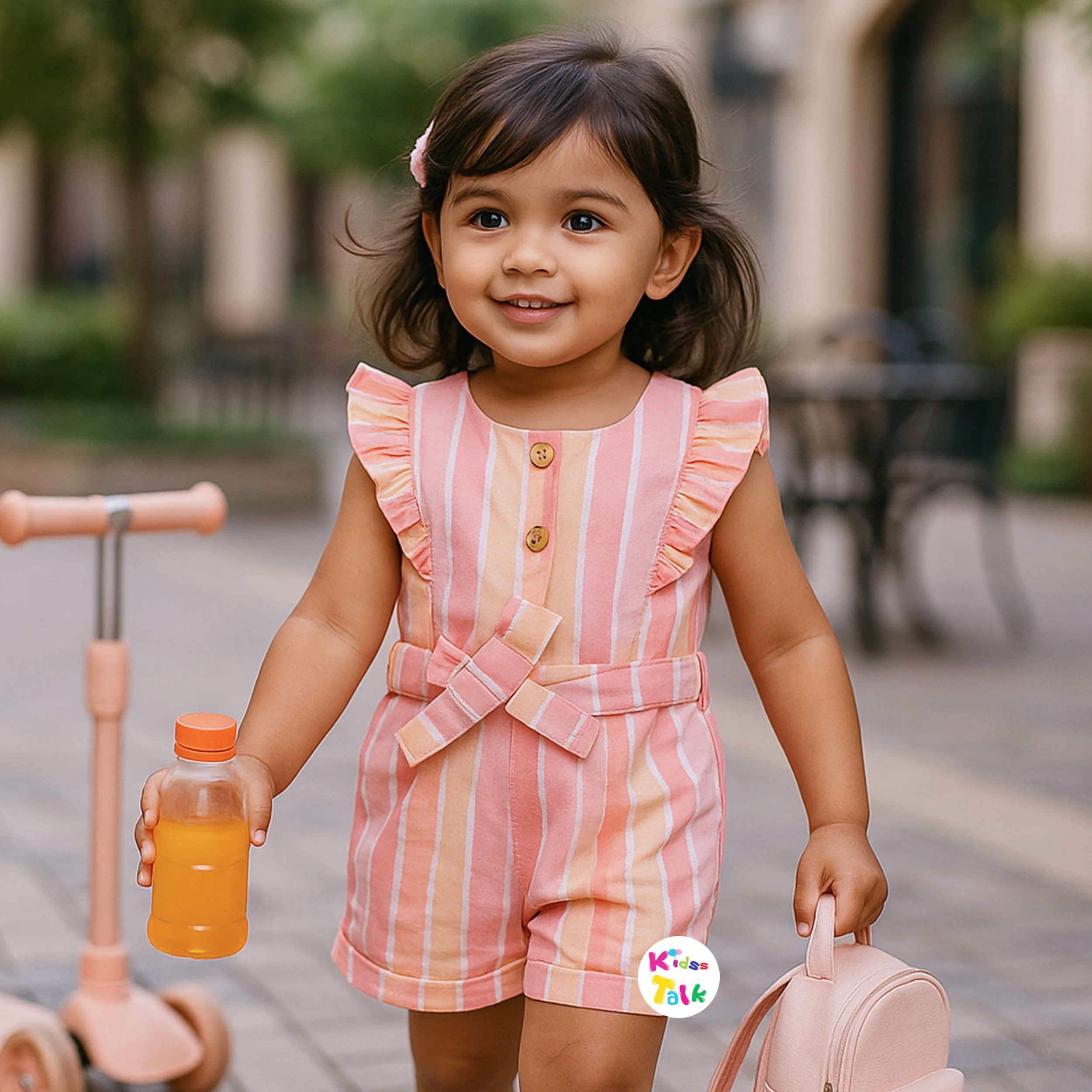 Seer Sucker Sleeveless Jumpsuit - Peach