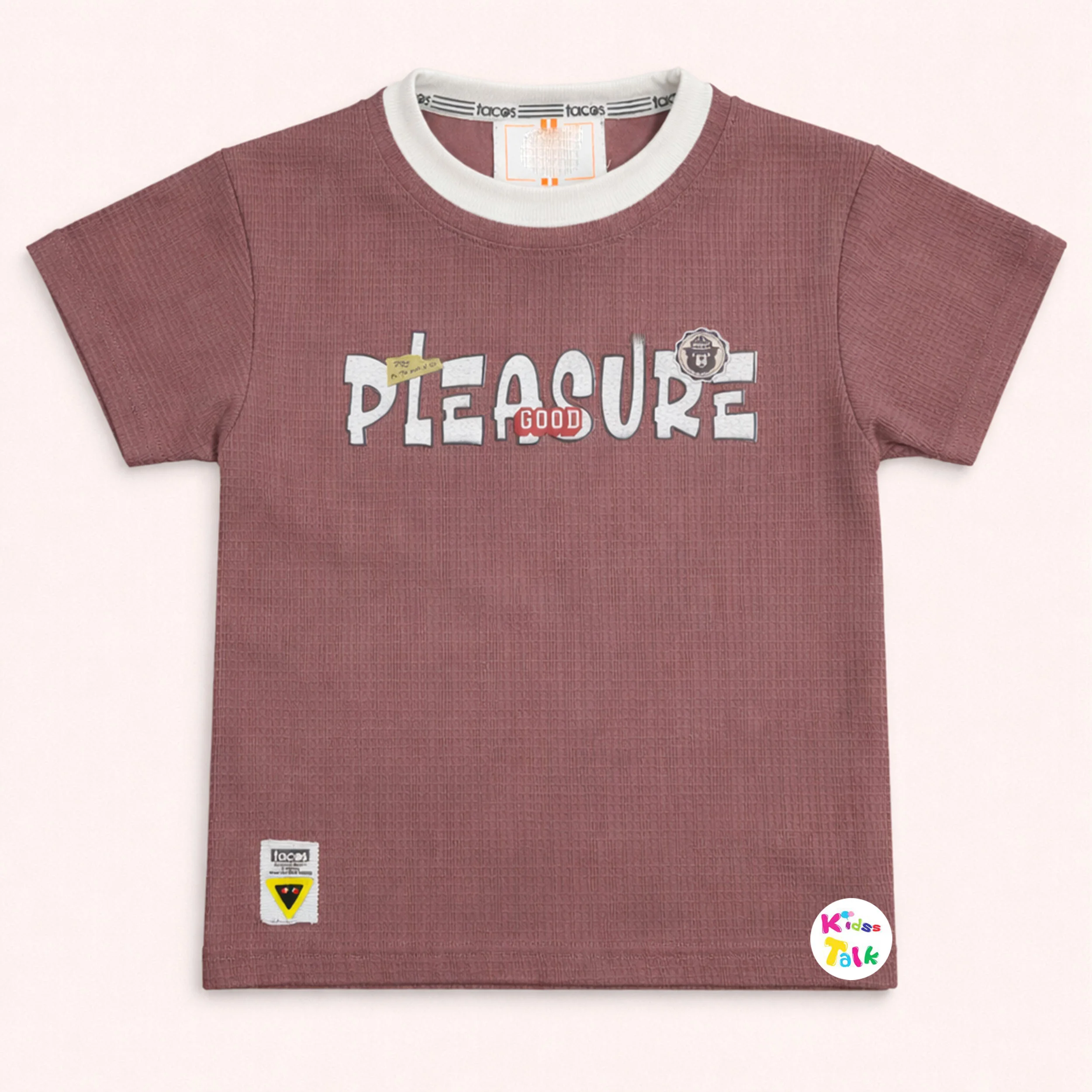 Cotton Knitted Half Sleeve T-shirt With Cute Print - Onion Pink