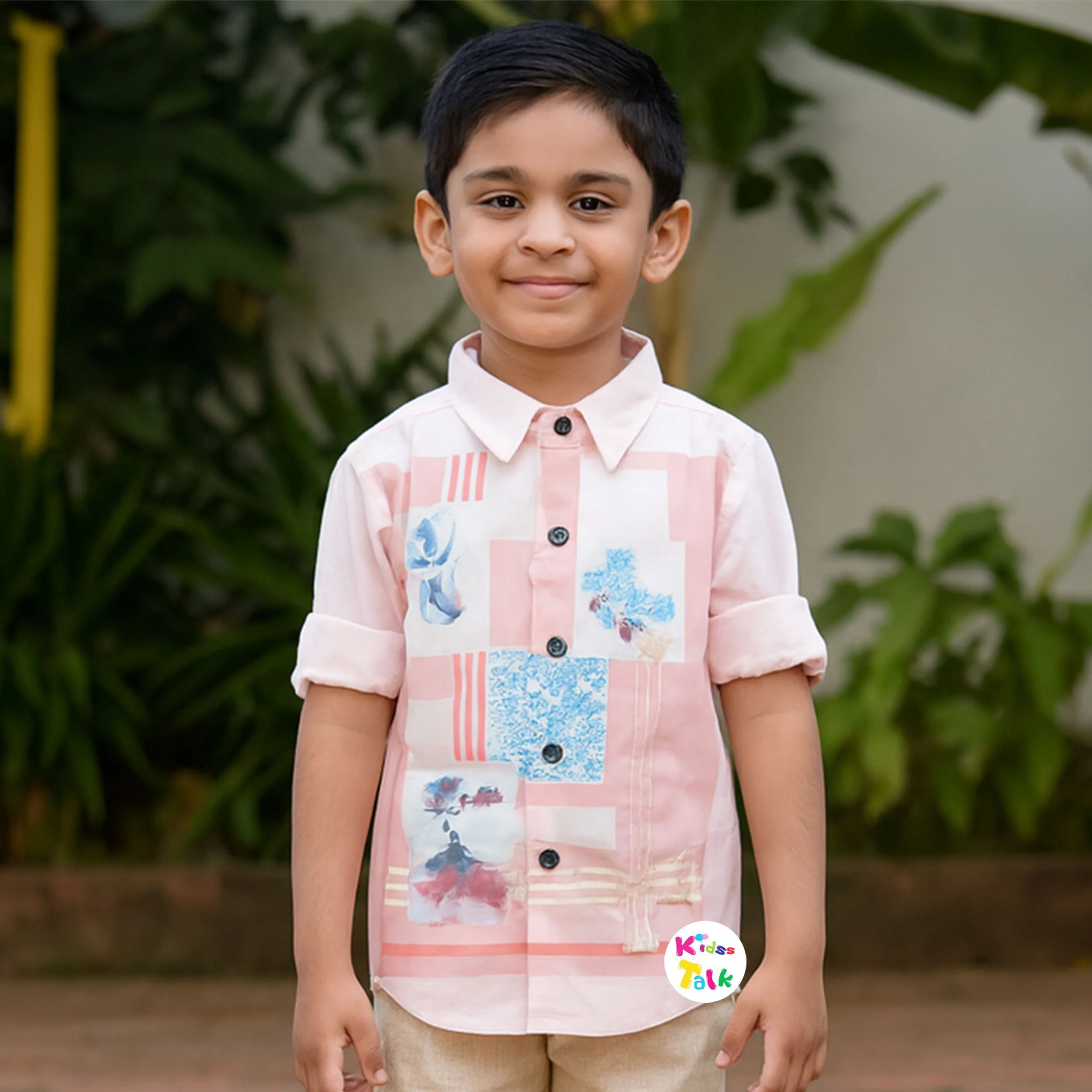 Cotton Full Sleeve Printed Shirt - Peach