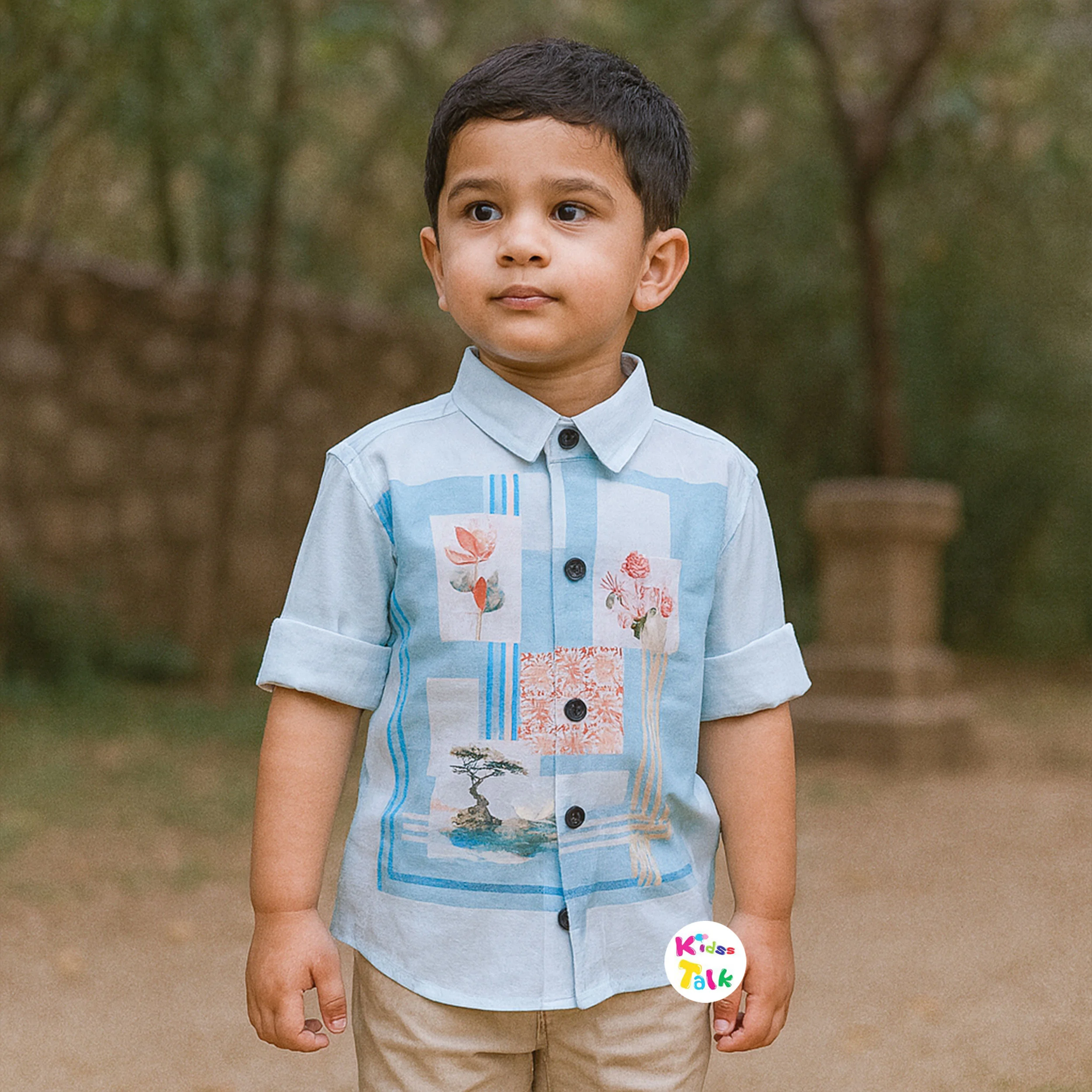 Cotton Full Sleeve Printed Shirt - Ice Blue