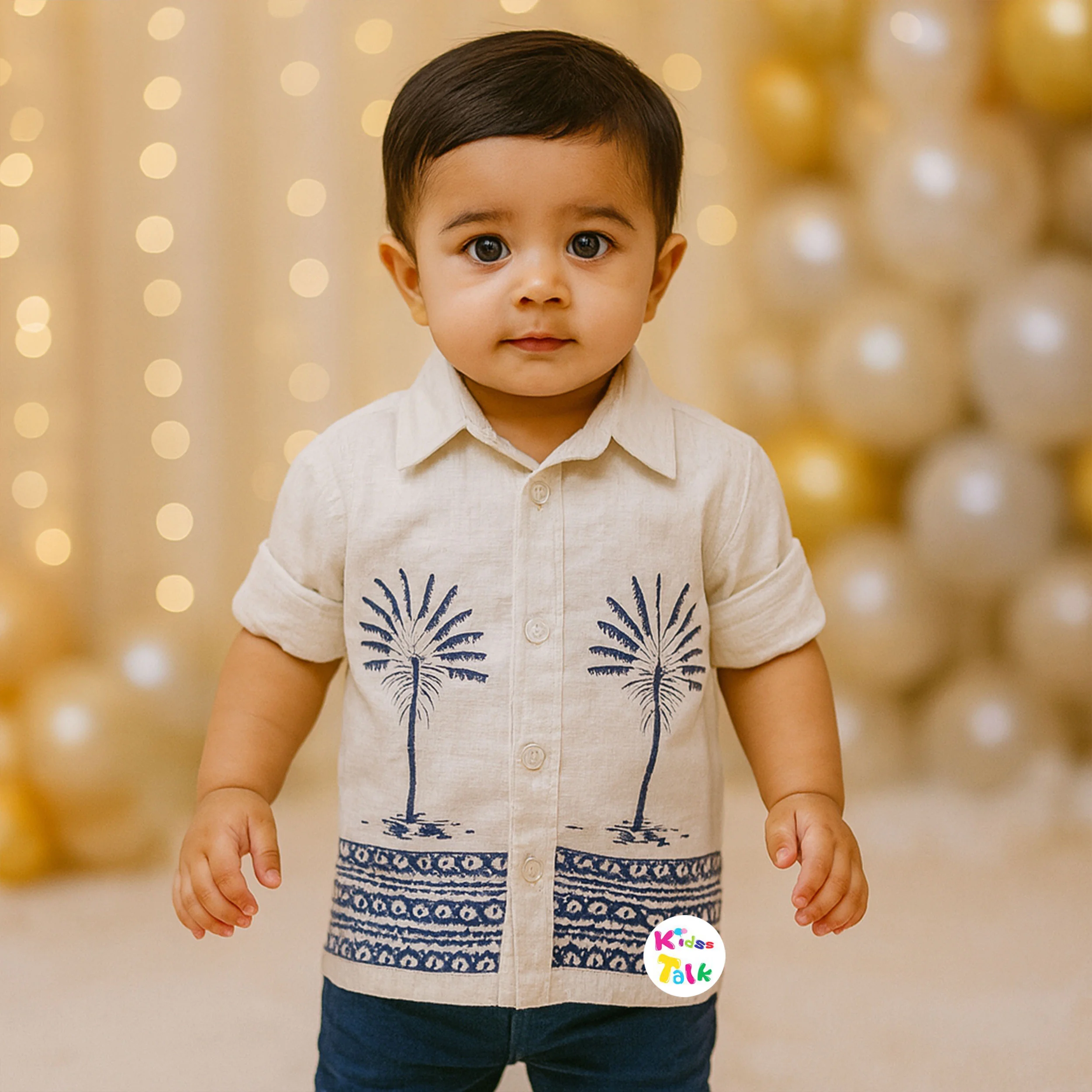 Cotton Linen Full Sleeve Embroidered Shirt - Beige