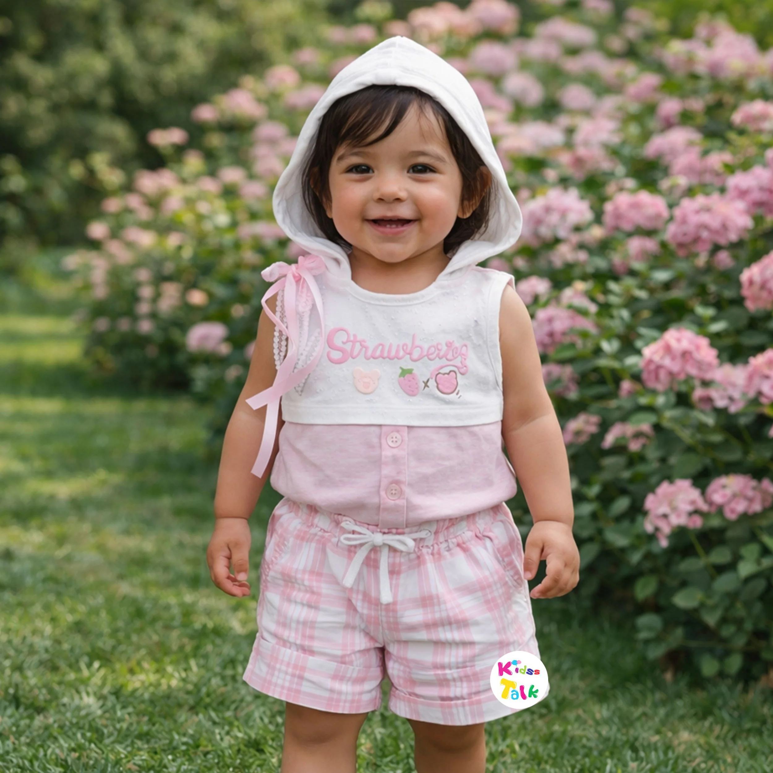 Cotton Sleeveless Printed Half Pant Set - Baby Pink