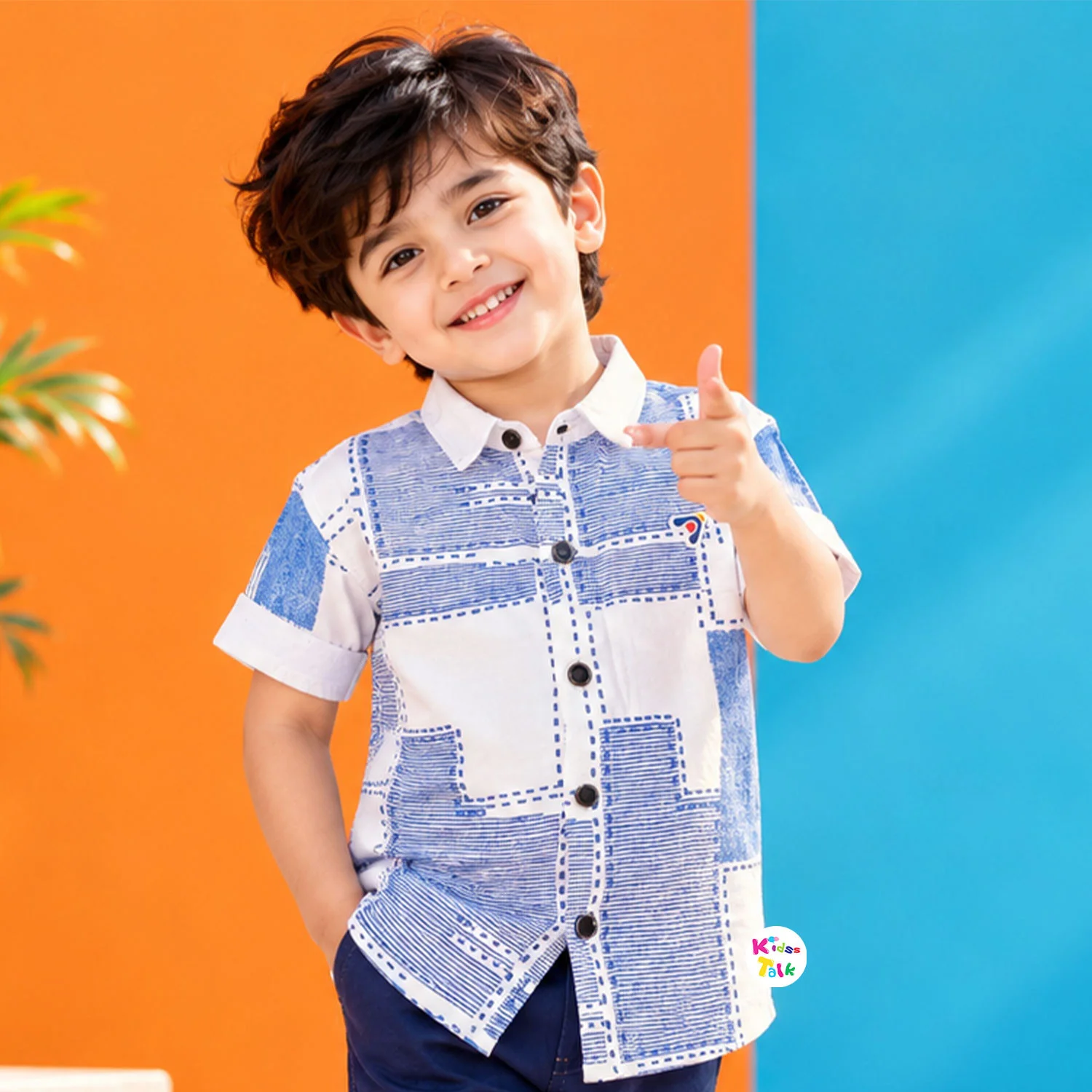 Cotton All Over Print Roll Up Sleeve Shirt - White