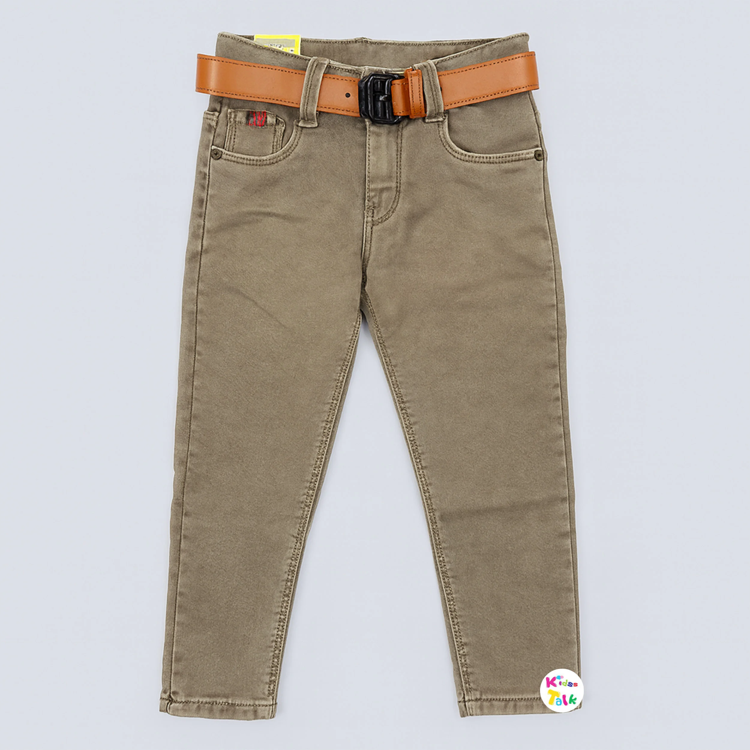 Denim Regular Fit Full Length Pant - Beige