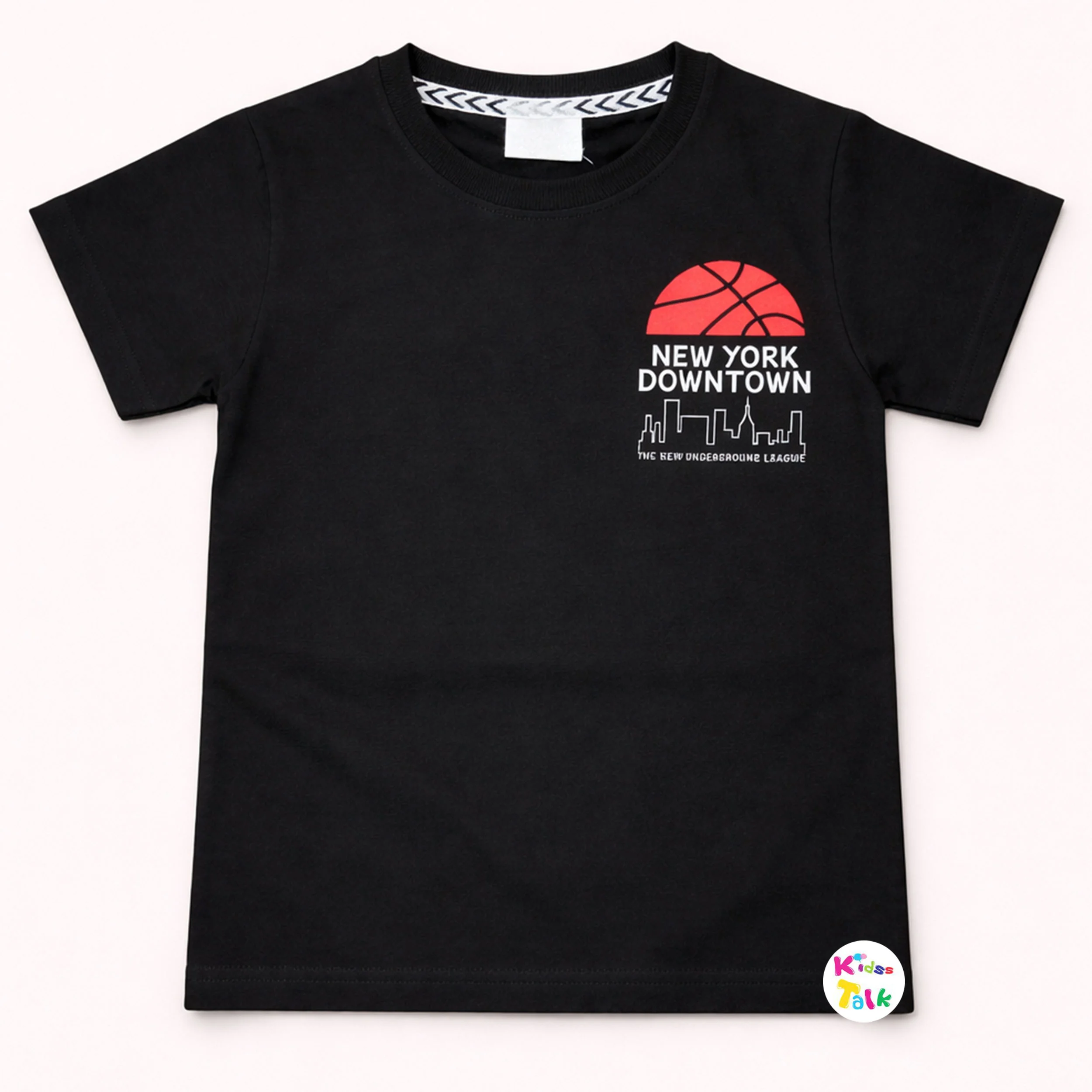 Cotton Knitted Half Sleeve T-shirt With Cute Printed -black