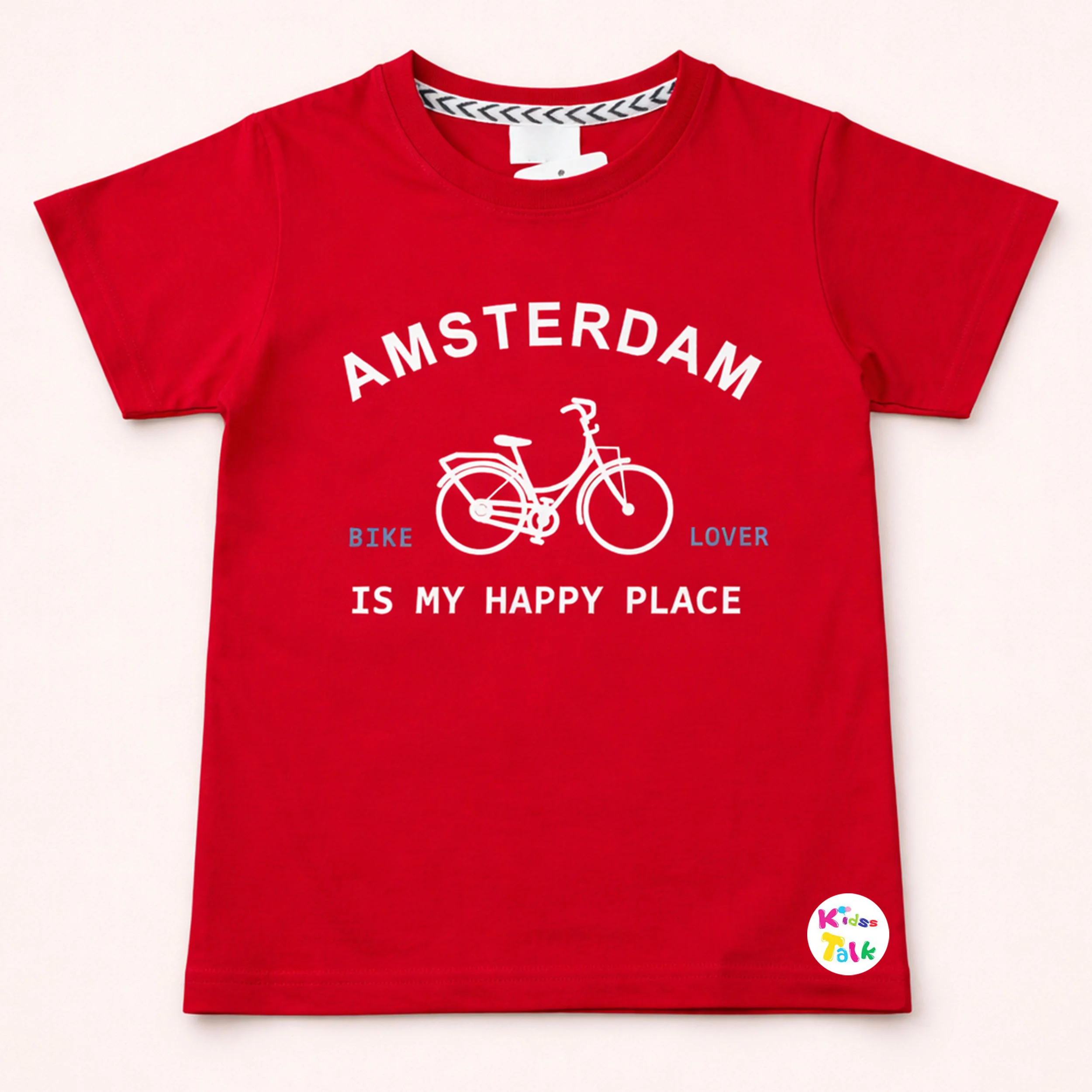 Cotton Knitted Half Sleeve T-shirt With Cute Printed -red