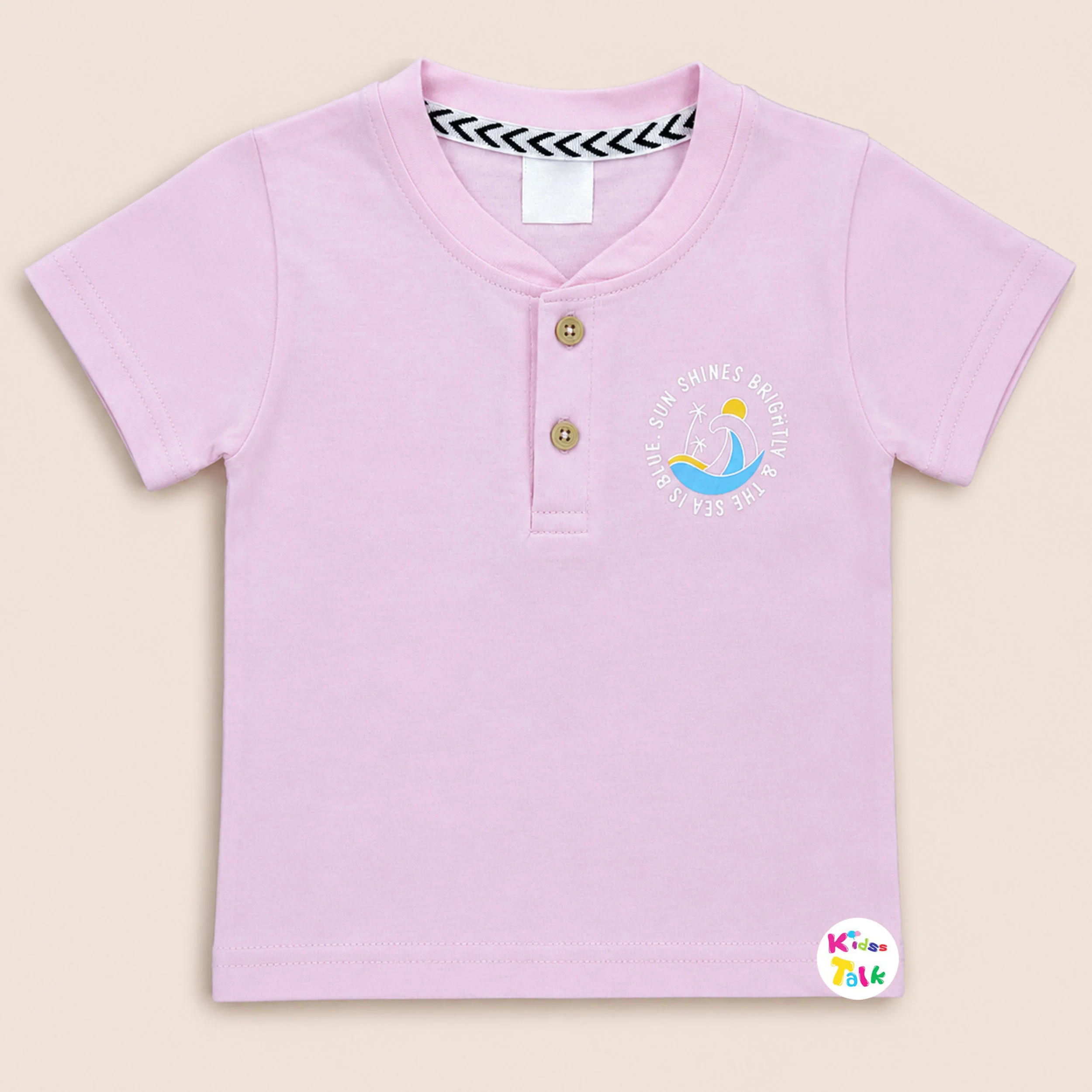 Cotton Knitted Henley Neck T-shirt