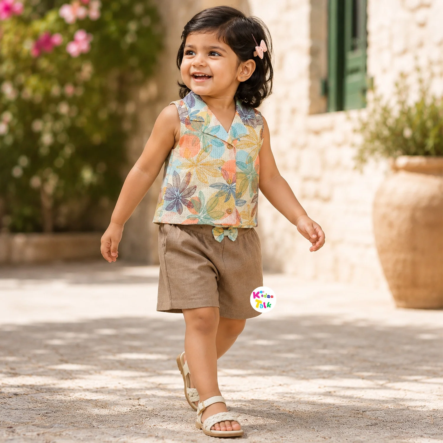 Cotton Half Sleeve Half Pant Set - Brown