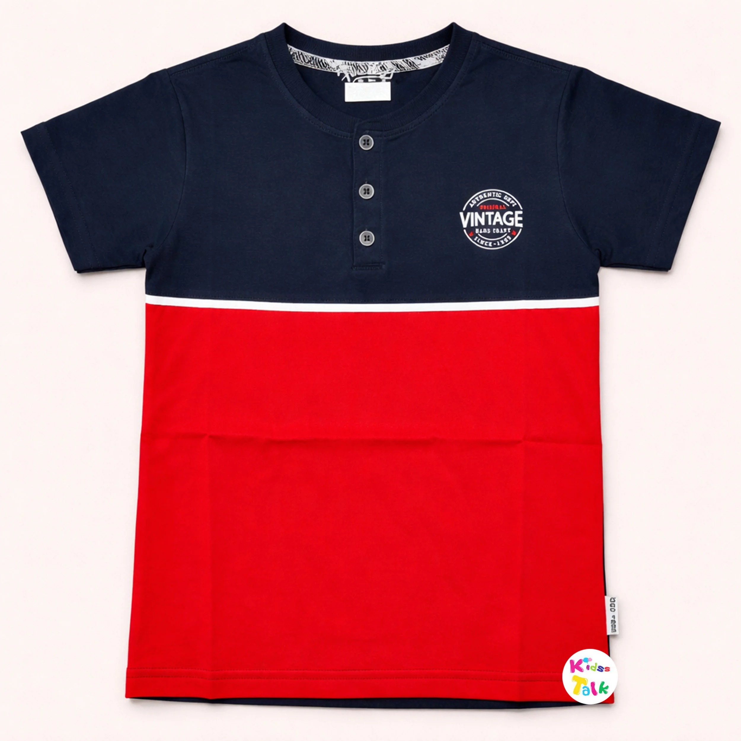 Cotton Knitted Half Sleeve T-shirt With Cute Printed -red