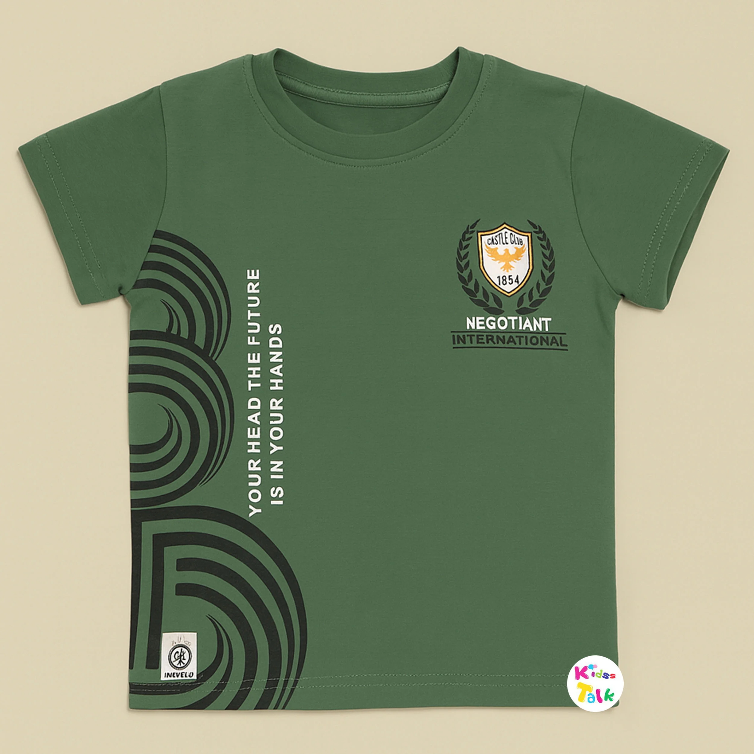 Cotton Knitted Half Sleeve Printed T-shirt - Green