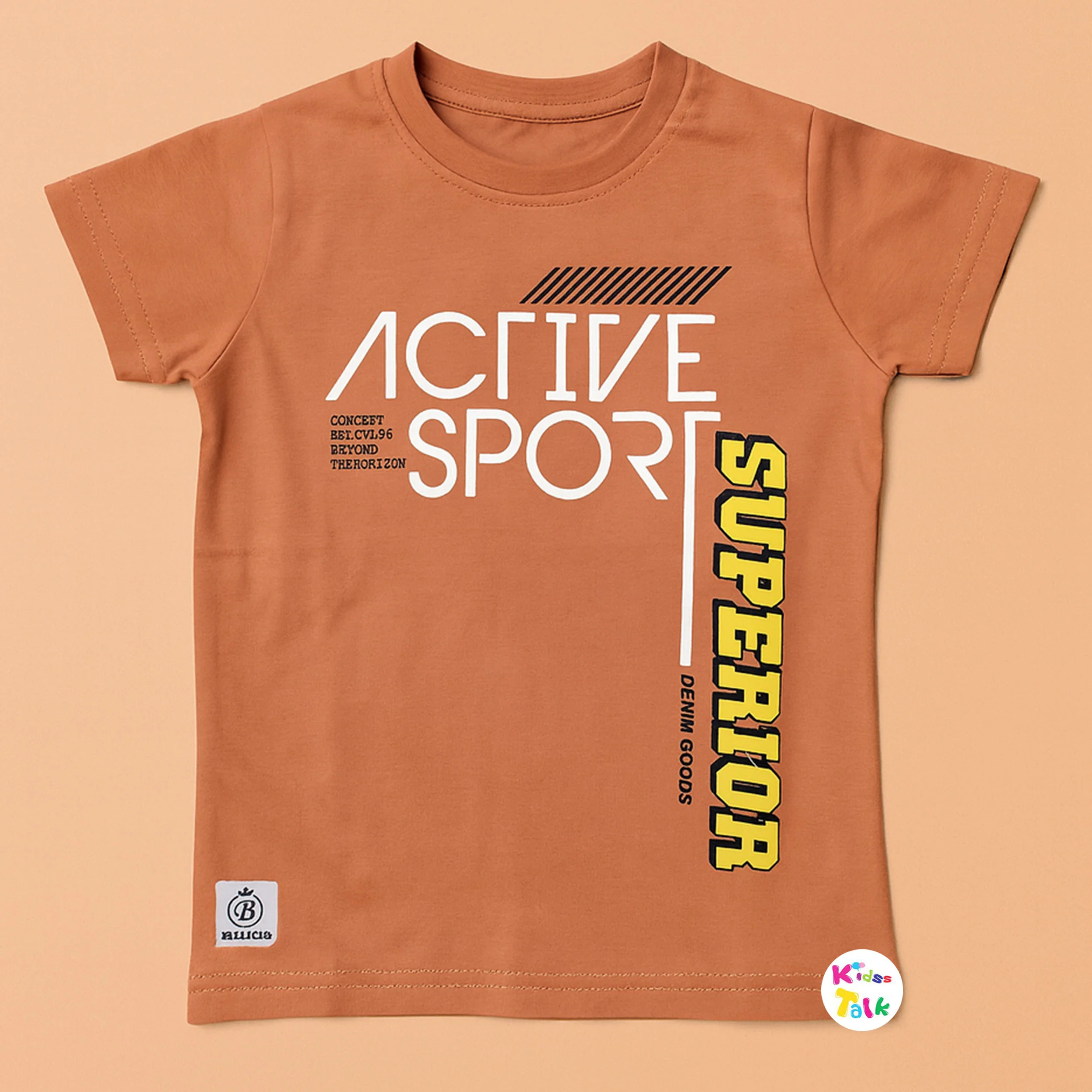 Cotton Knitted Half Sleeve Printed T-shirt - Rust Orange