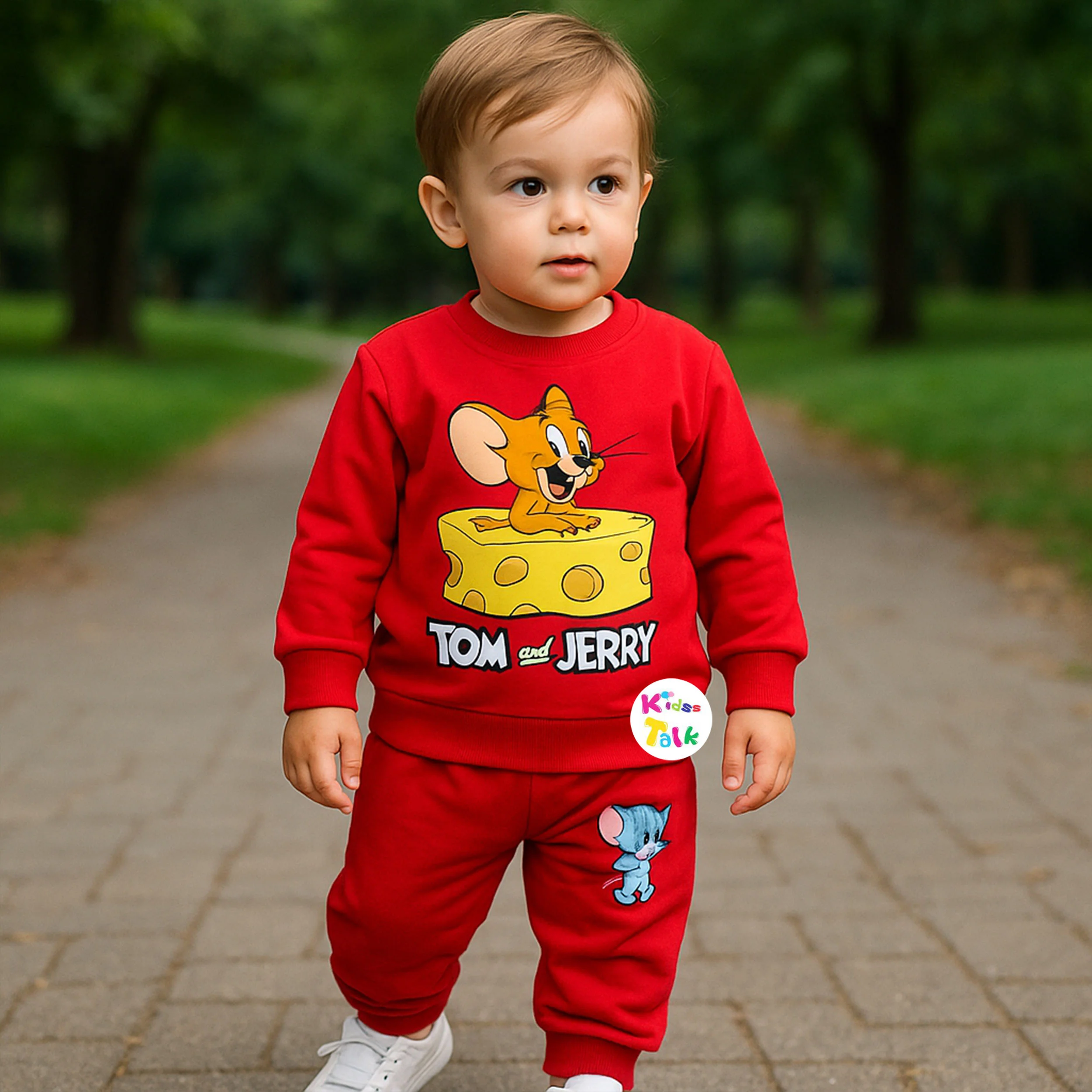 Cotton Knitted Half Sleeve T-shirt & Half Pant - Red