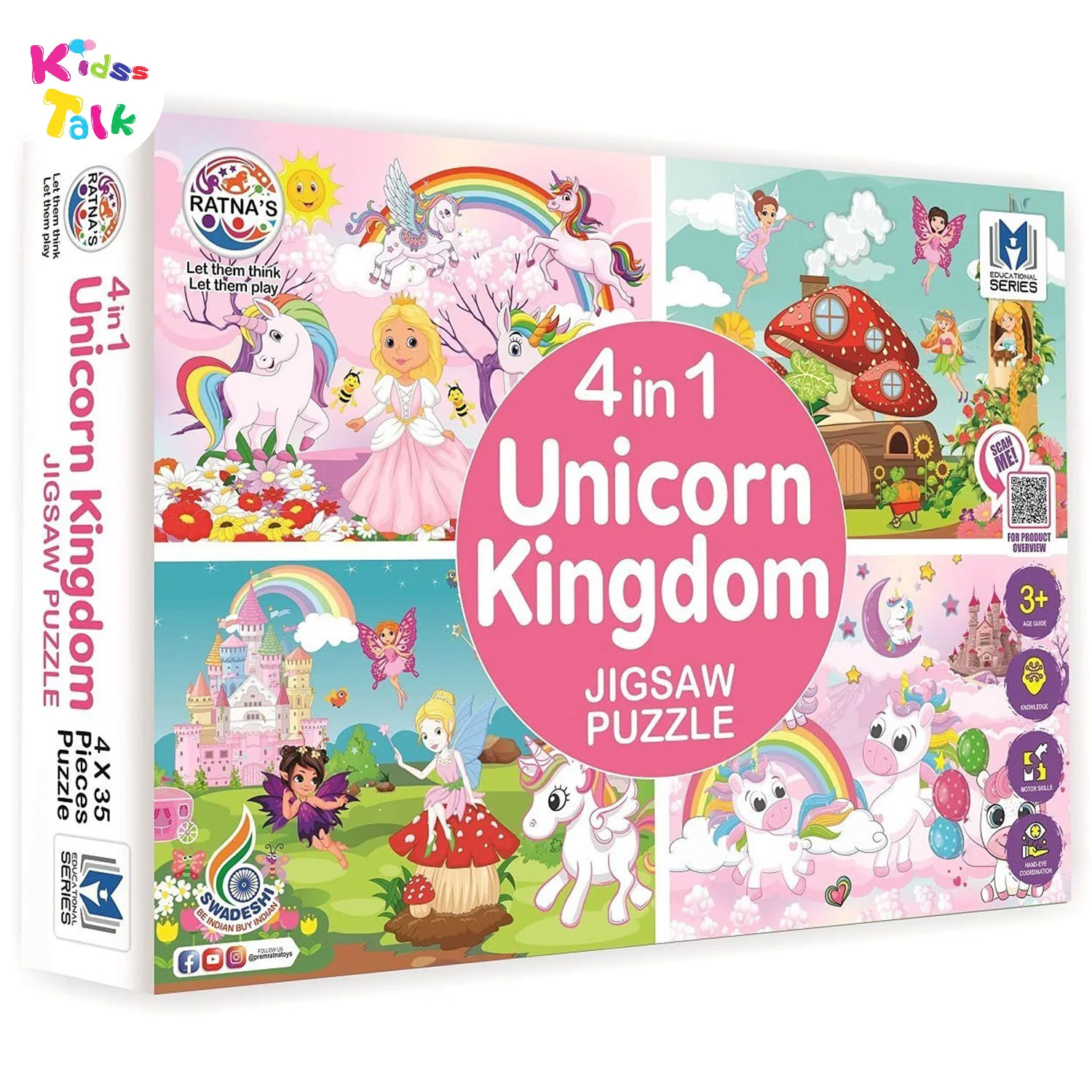 Ratnas 4 In 1 Unicorn Kingdom Jigsaw