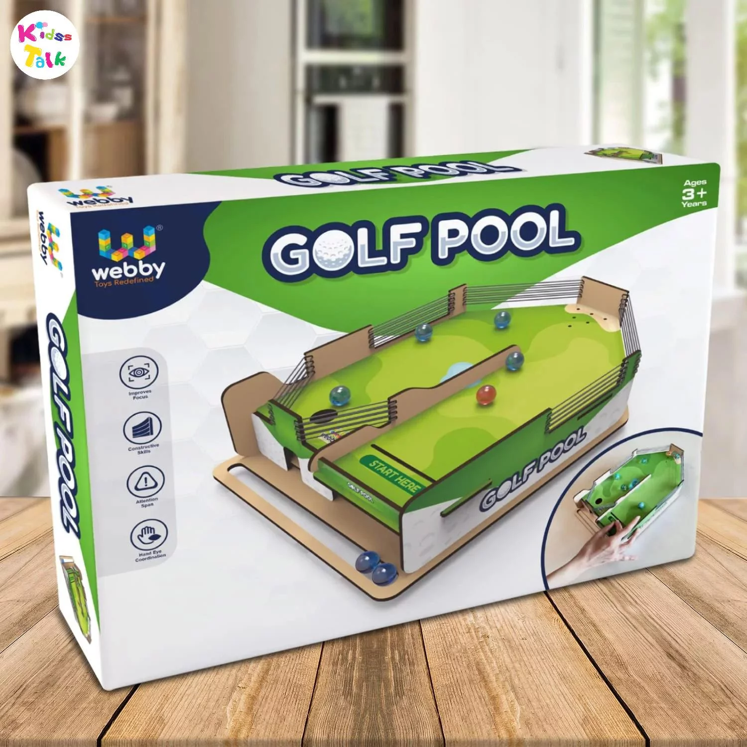 Webby Wooden Golf Pool Game With Marble