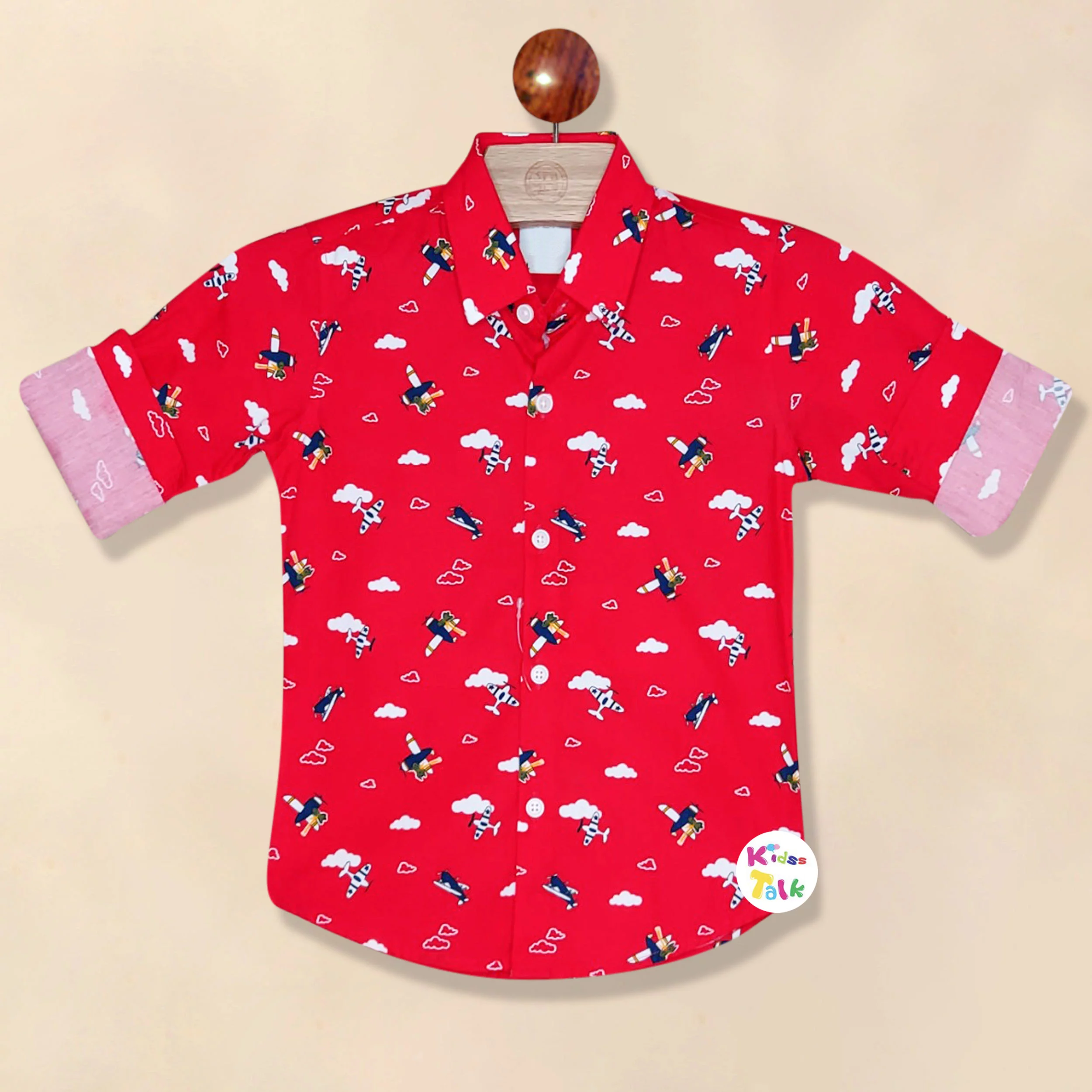Cotton All Over Vehicle Print Shirt - Red