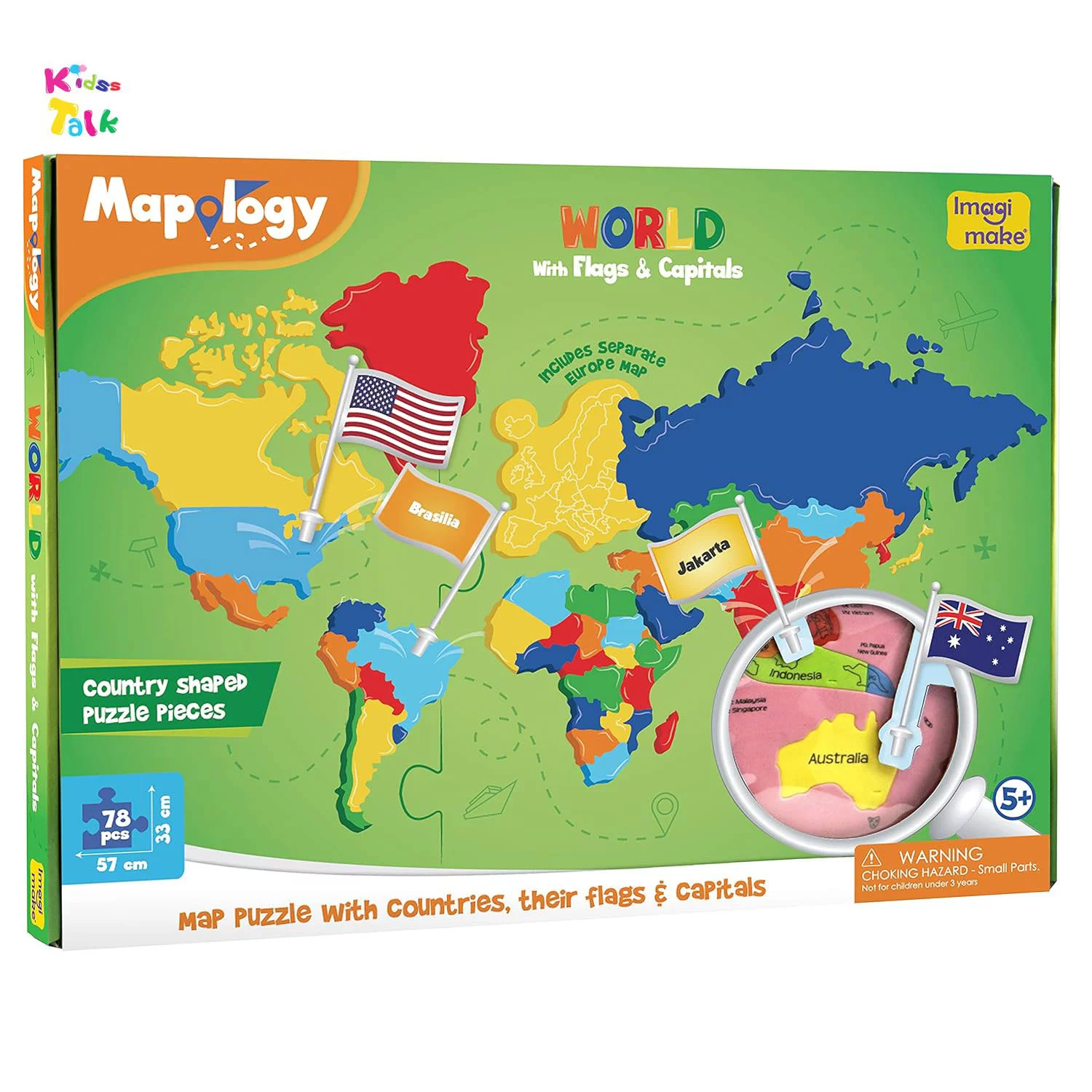 Imagi Make Mapology - World With Flags N Capitals - Educational Puzzle Set