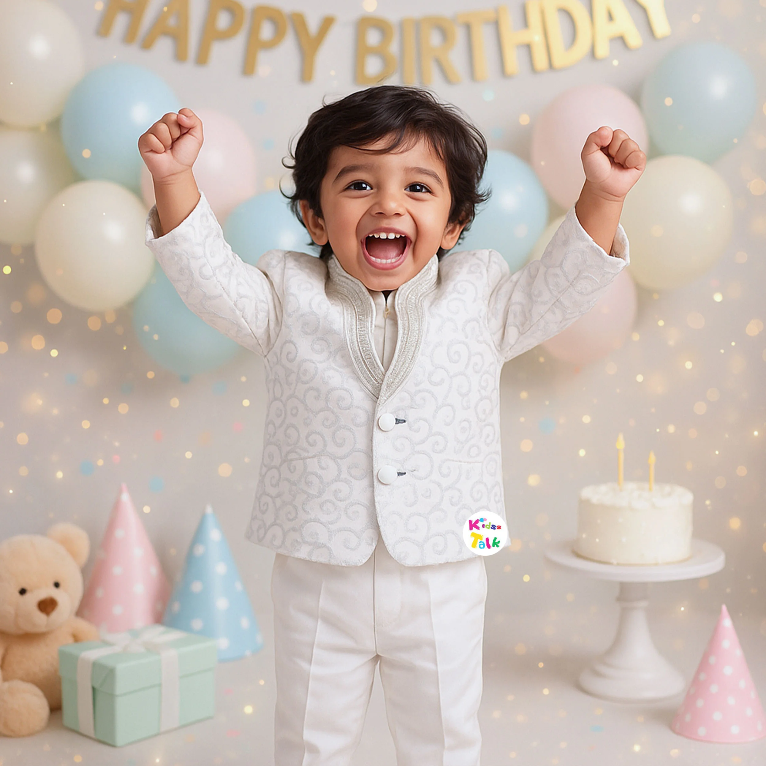 Velvet Solid Bead Work Full Sleeve Coat With Full Pant -white