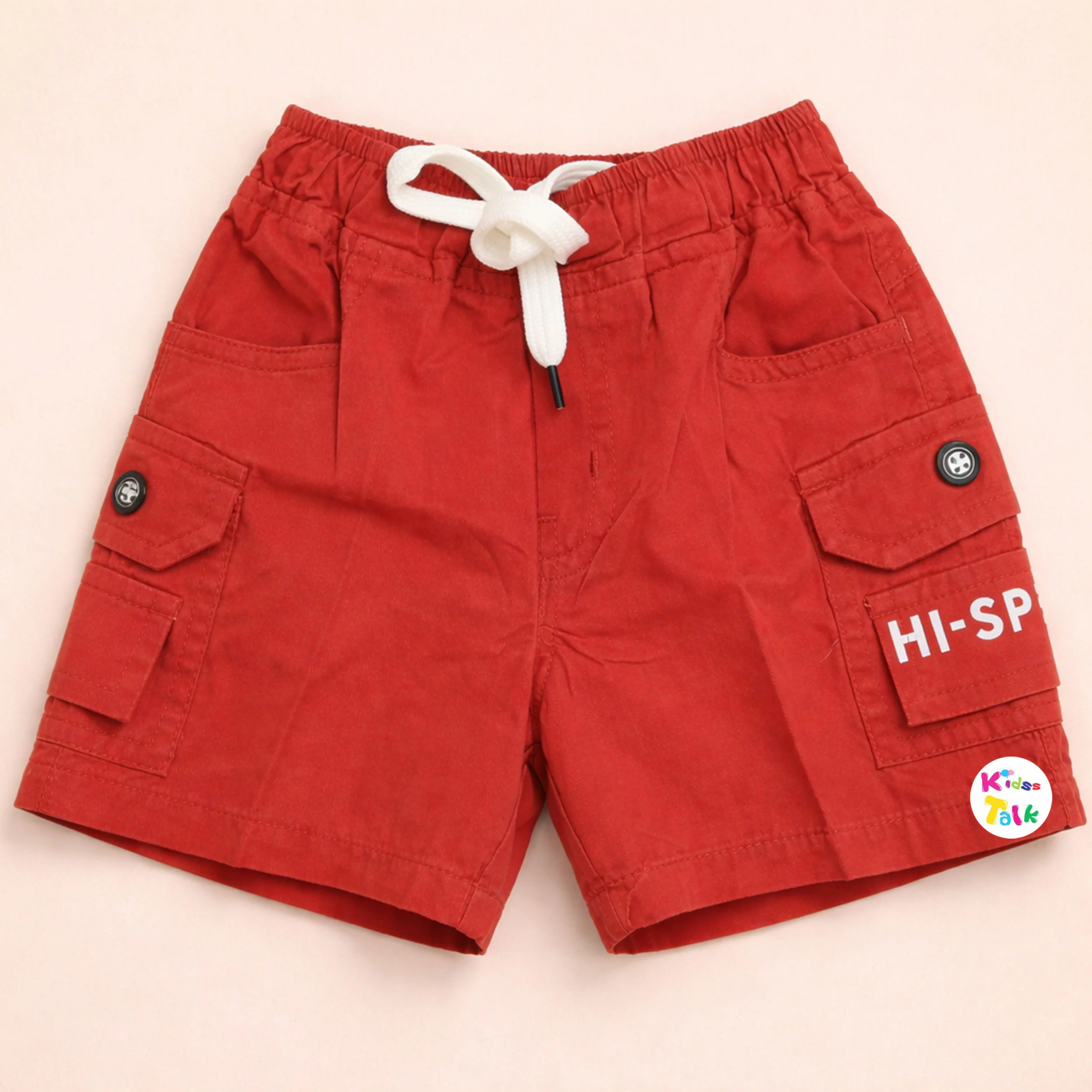 Cotton Regular Fit Cargo Half Pant - Red