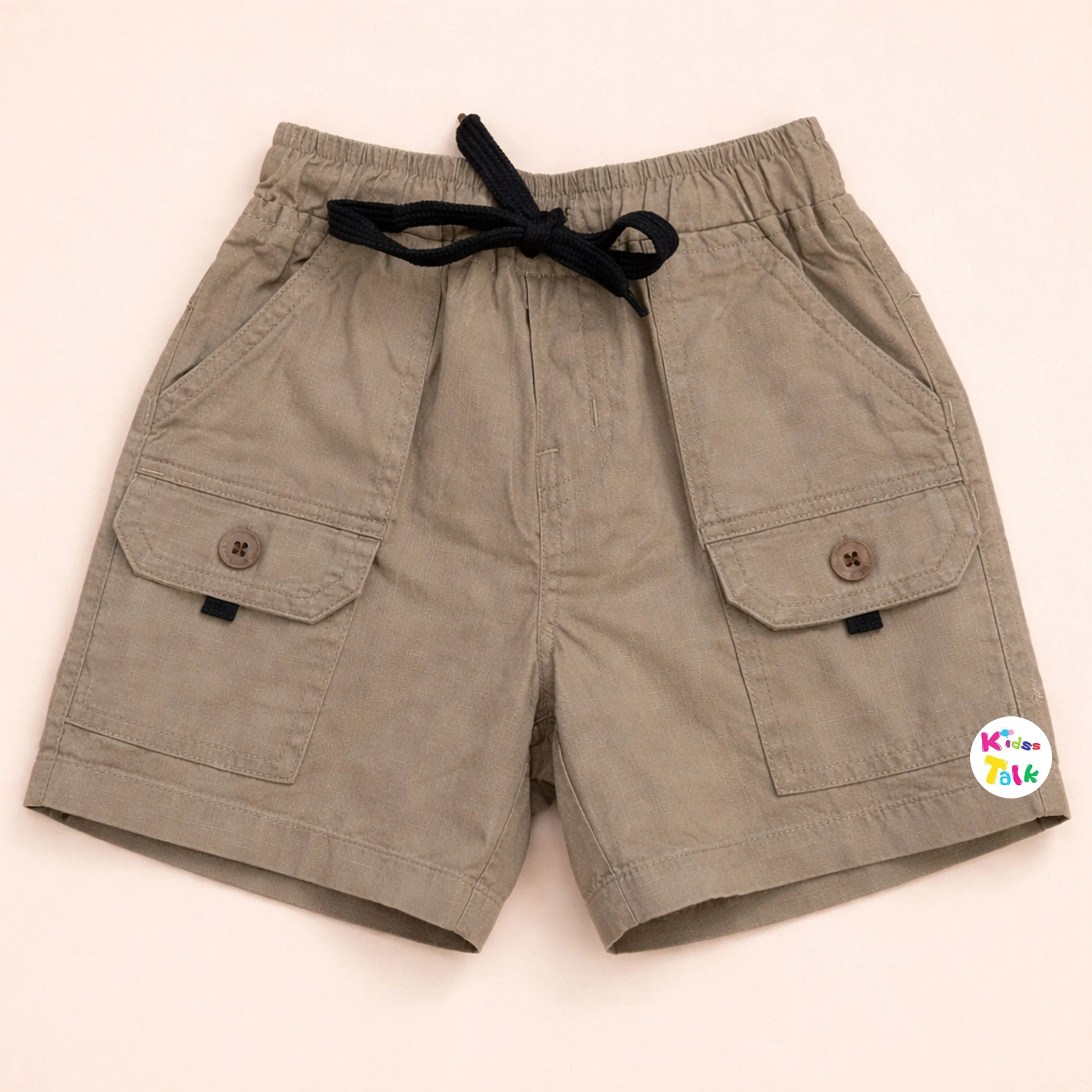 Cotton Regular Fit Cargo Half Pant - Beige