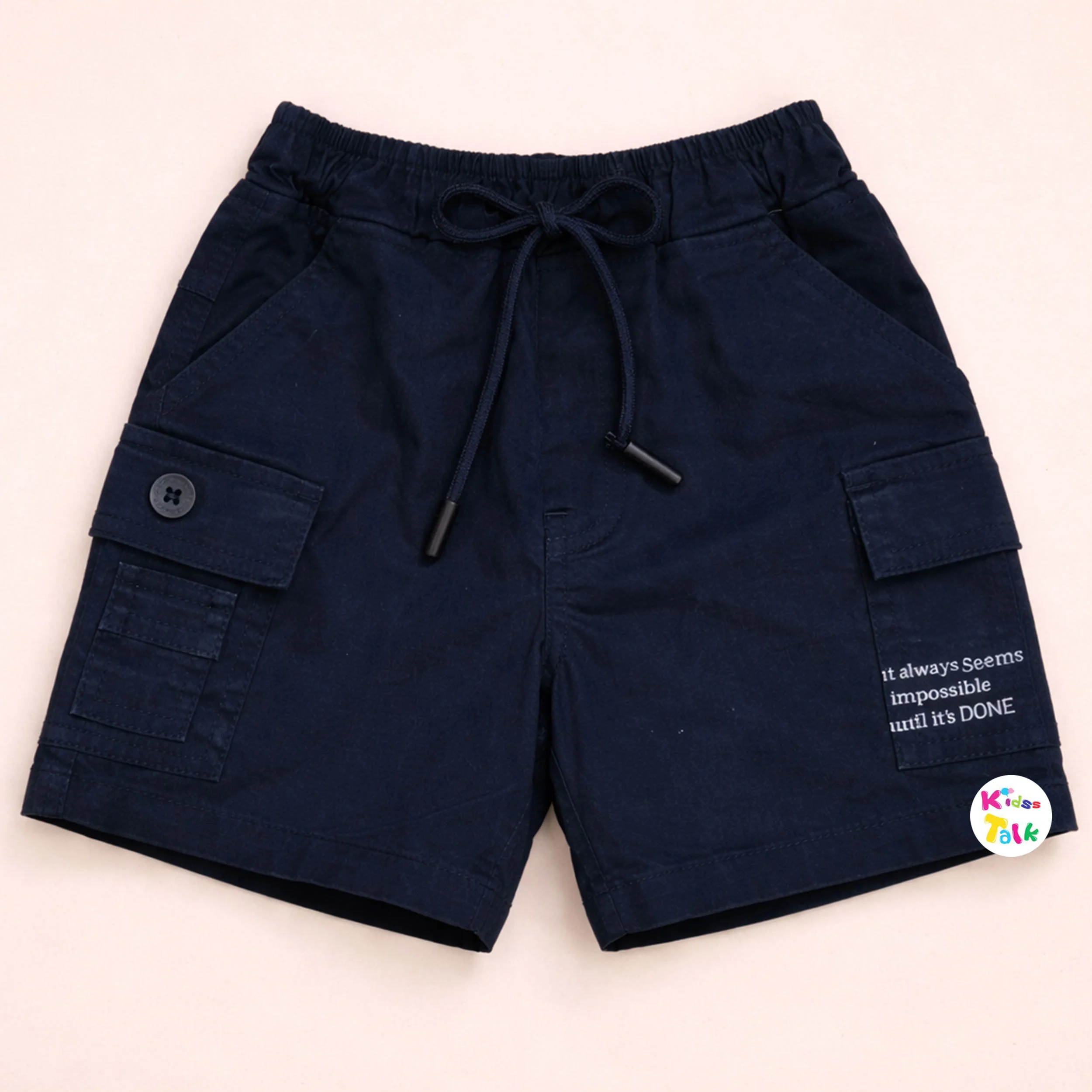 Cotton Regular Fit Cargo Half Pant - Navy Blue