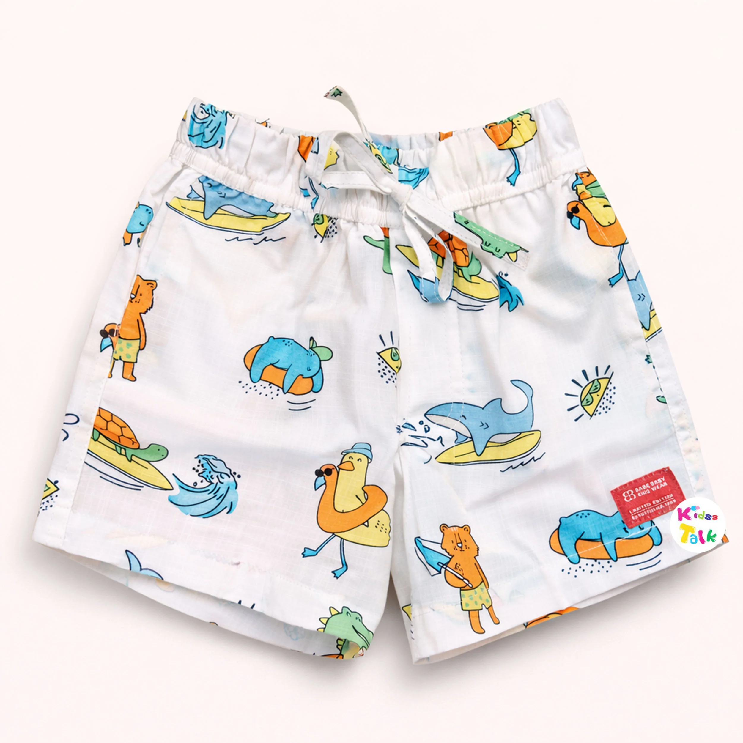 Cotton Regular Fit Cute Printed Half Pant - White