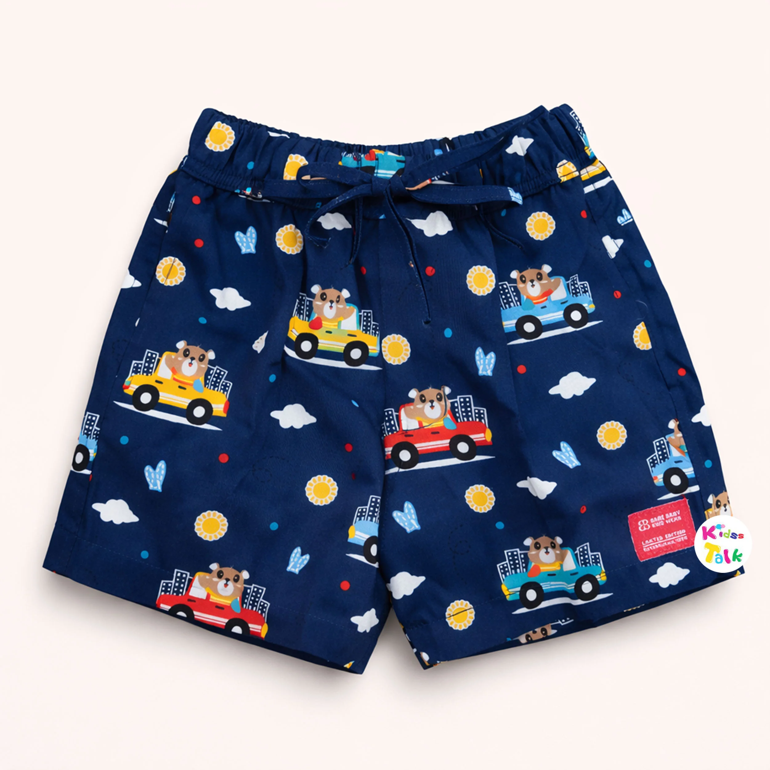 Cotton Regular Fit Cute Printed Half Pant - Navy Blue