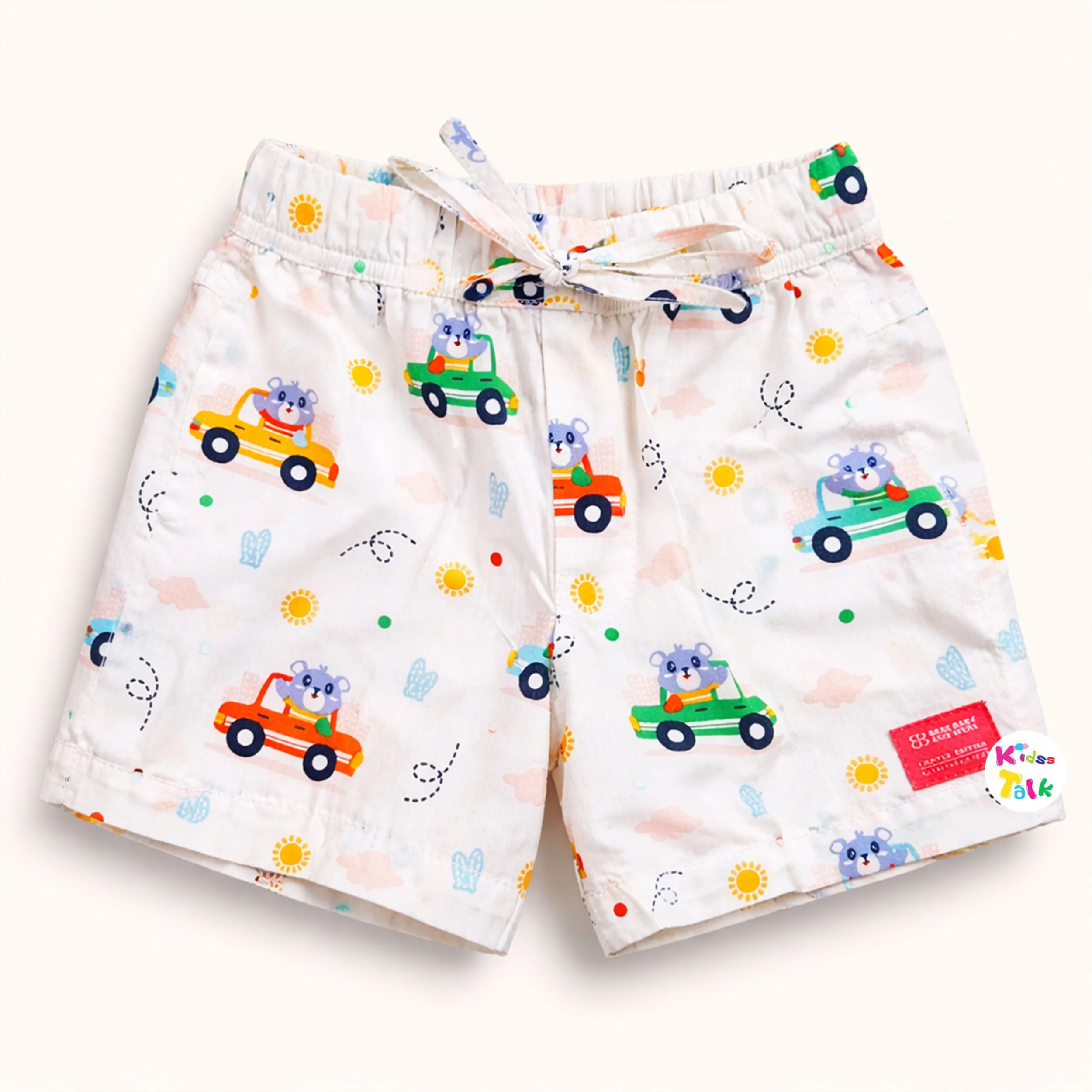 Cotton Regular Fit Cute Printed Half Pant - White