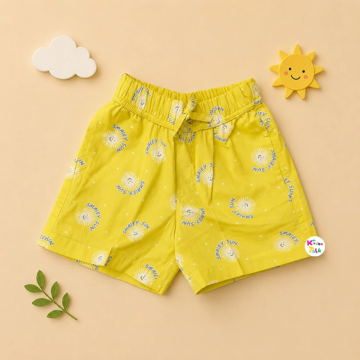 Cotton Half Pant With Cute Character Print - Lemon Yellow