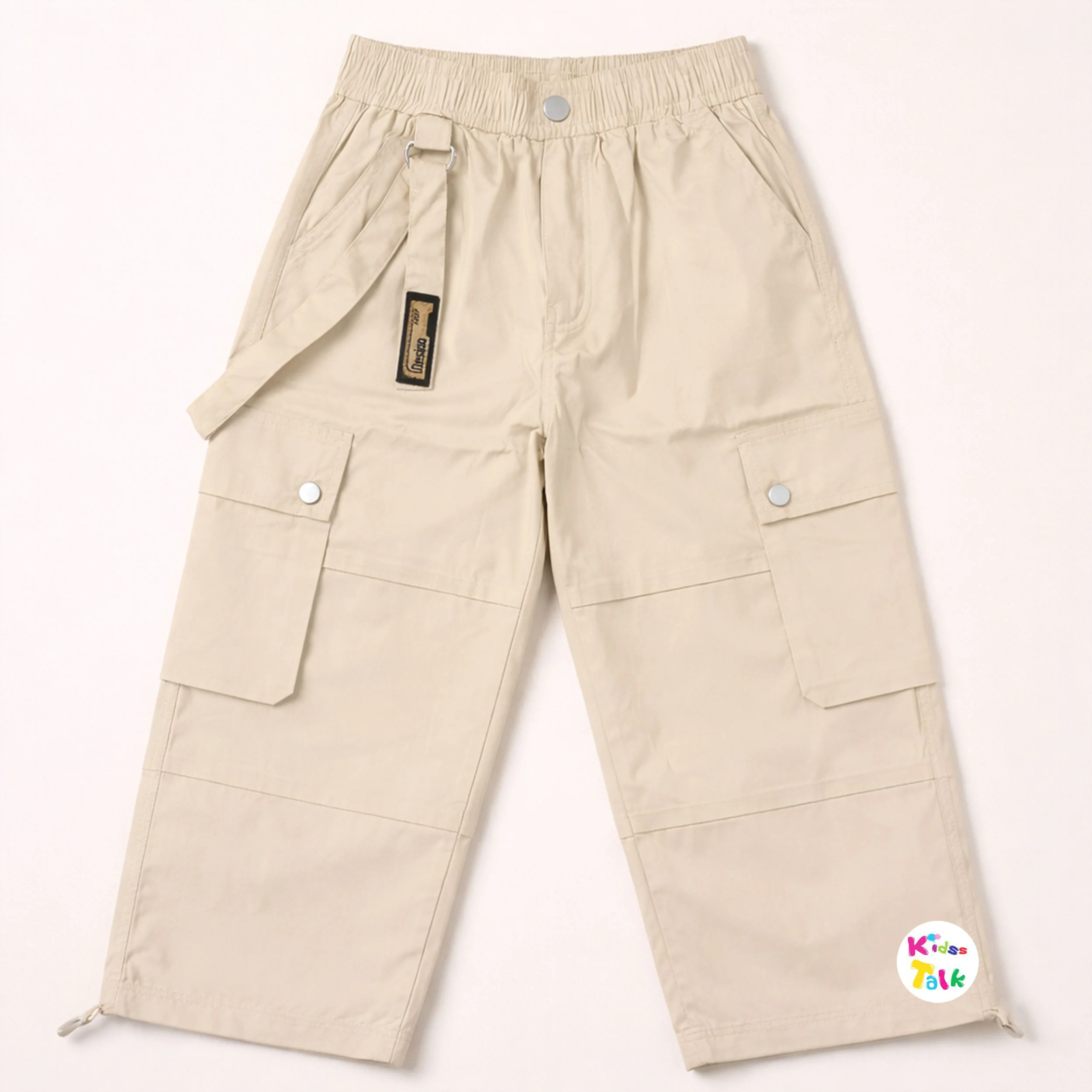 Soft Cotton Cargo Full Length Pant - Cream