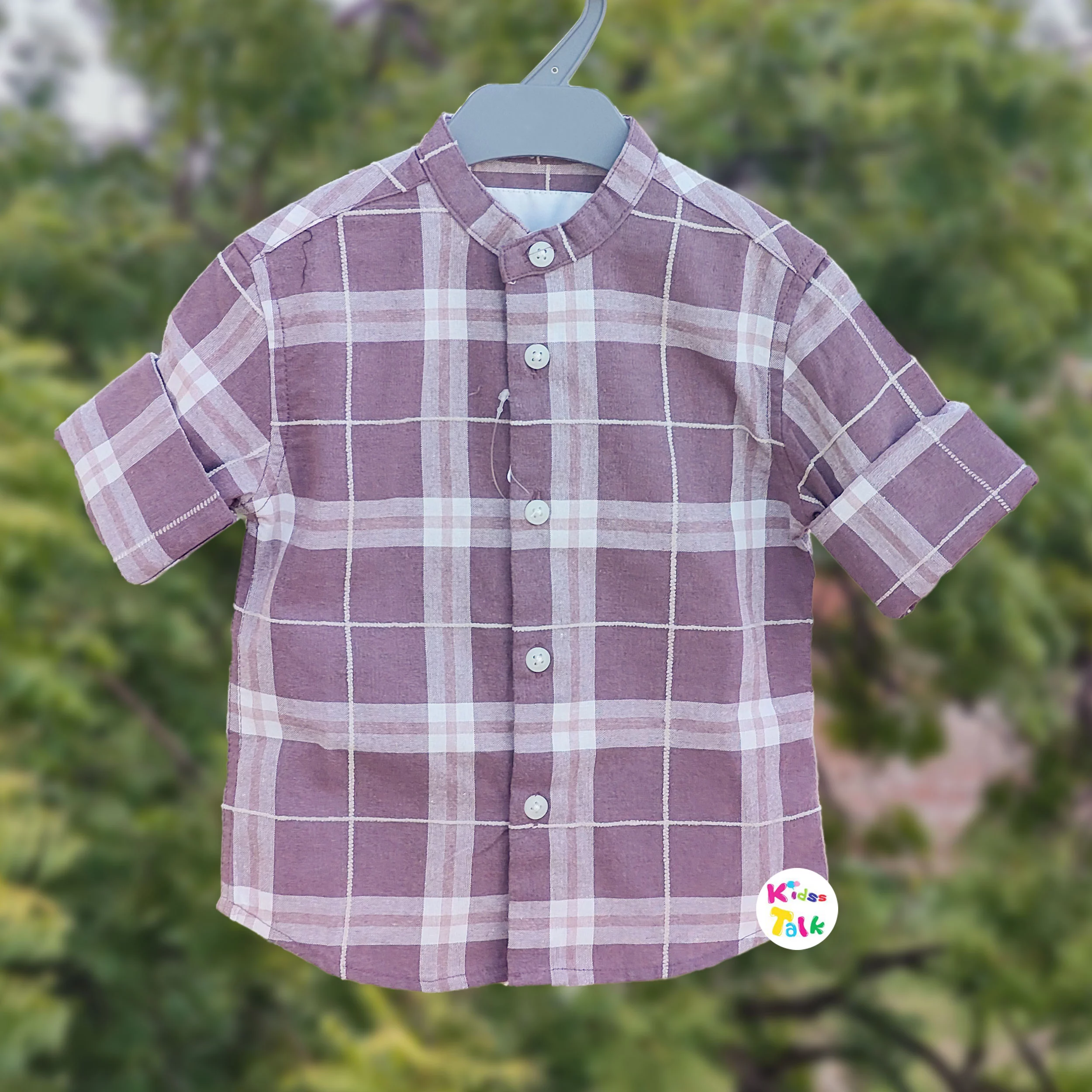 Cotton Full Sleeve Shirt With Checked - Wine