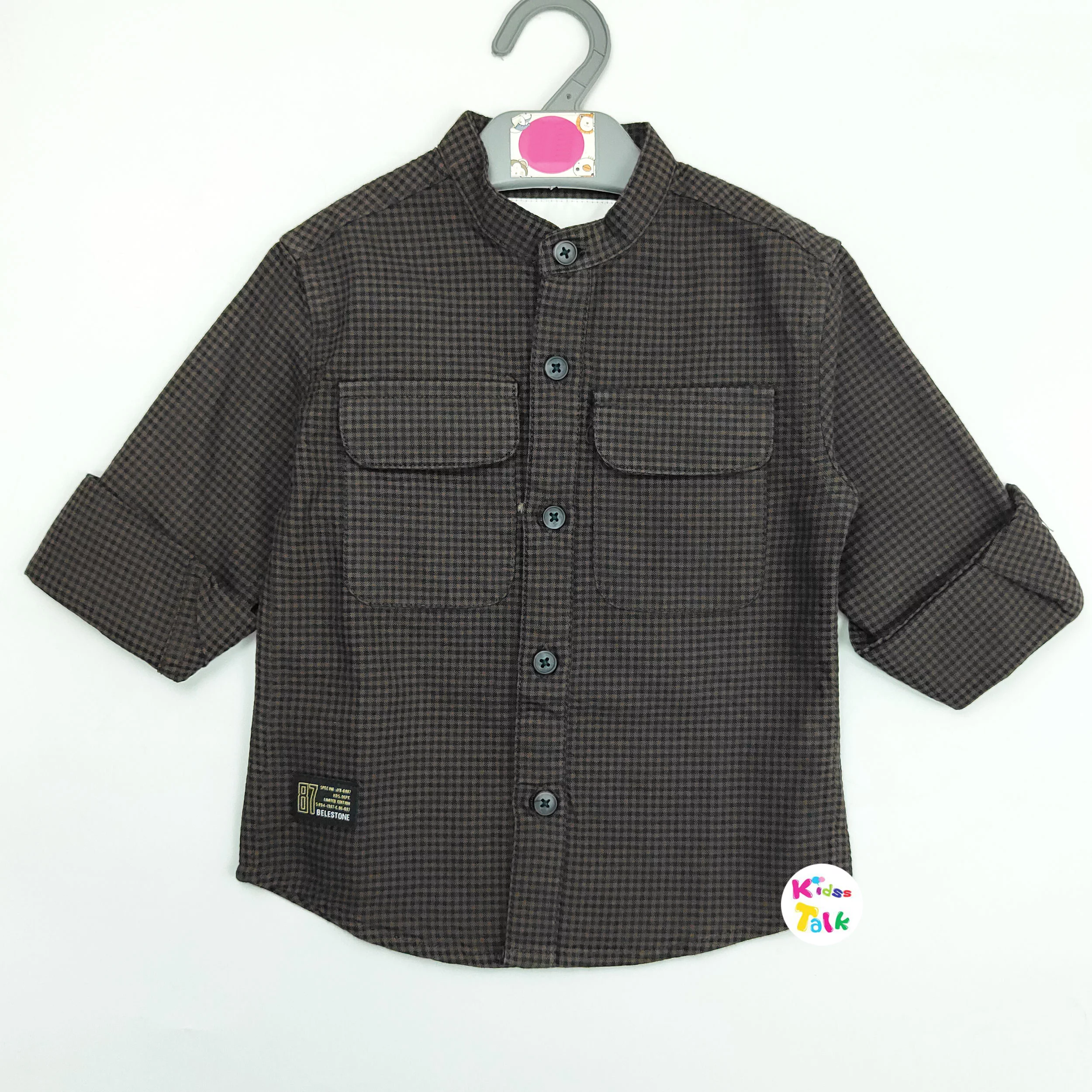 Cotton Full Sleeve Shirt With Checked - Brown