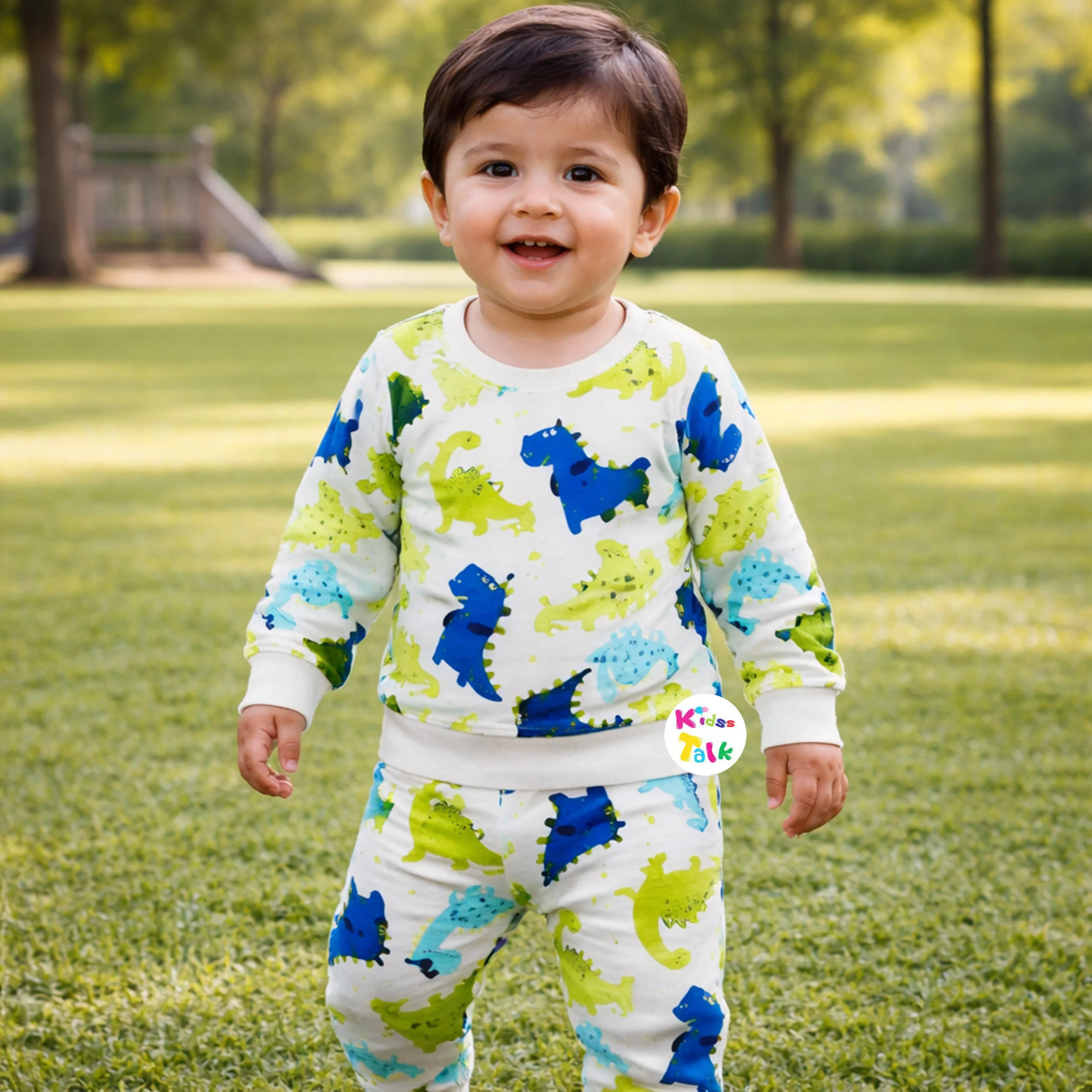 Cotton Full Sleeve T-shirt Set - Grey