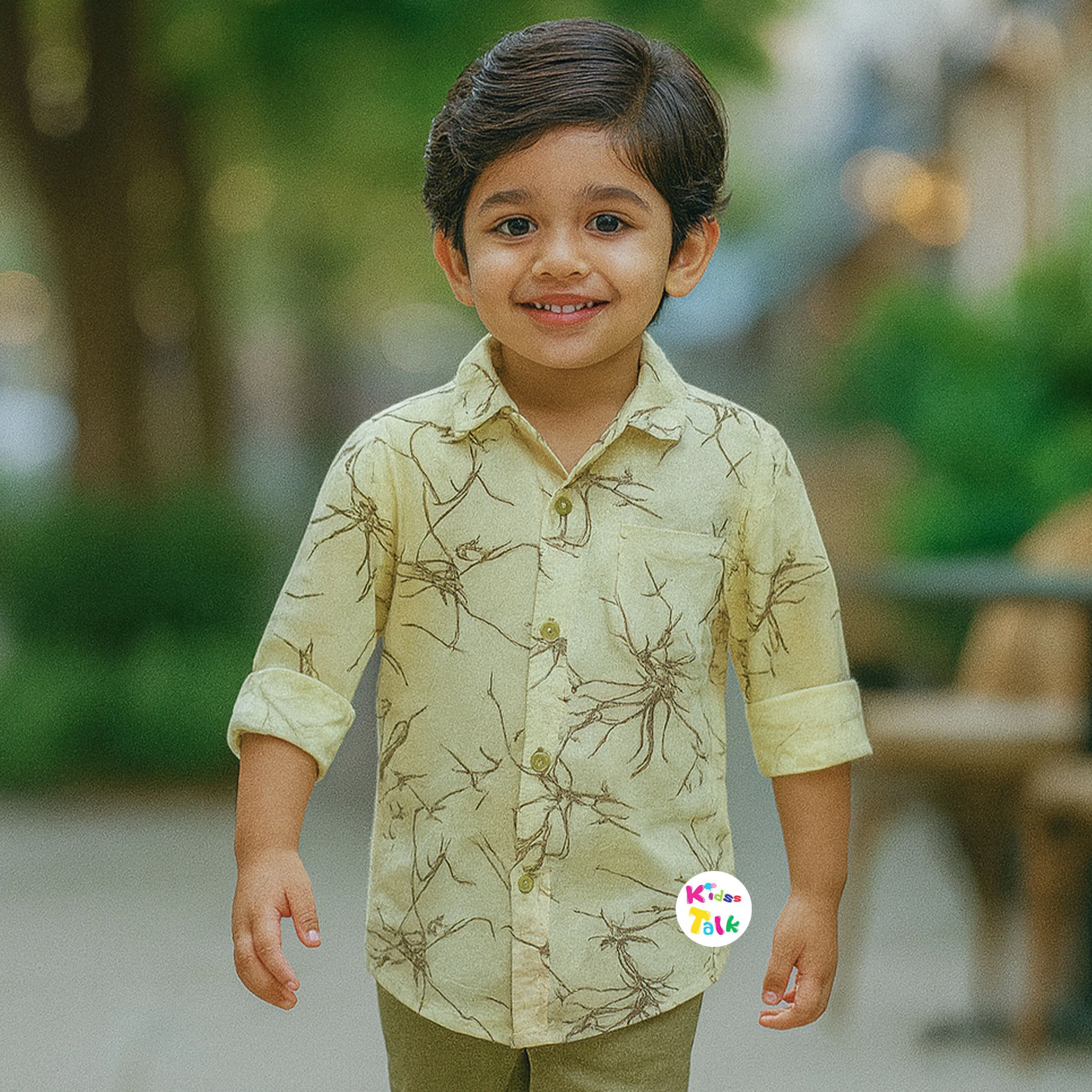 Muslin Full Sleeve Printed Shirt - Lemon Yellow