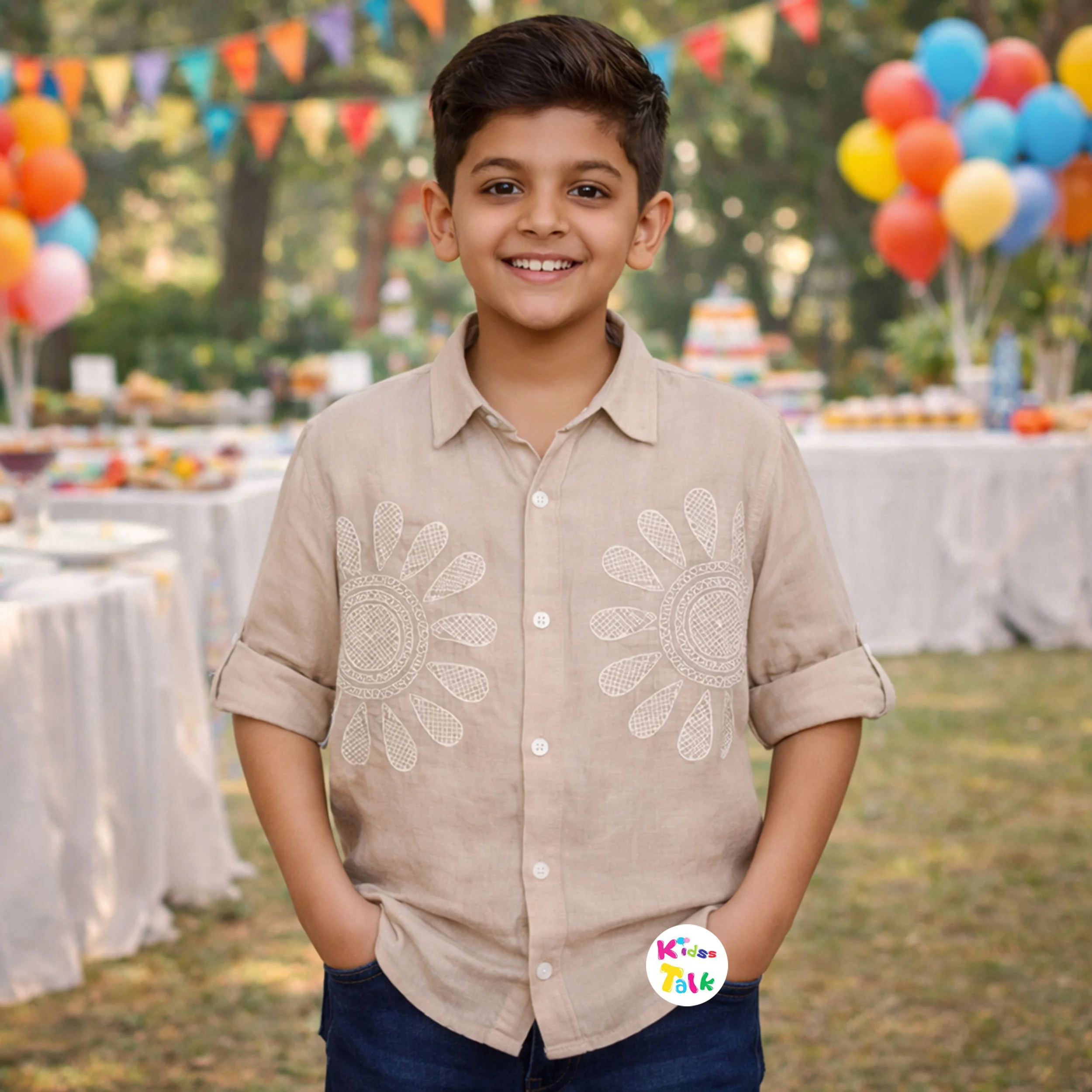 Muslin Full Sleeve Shirt - Beige