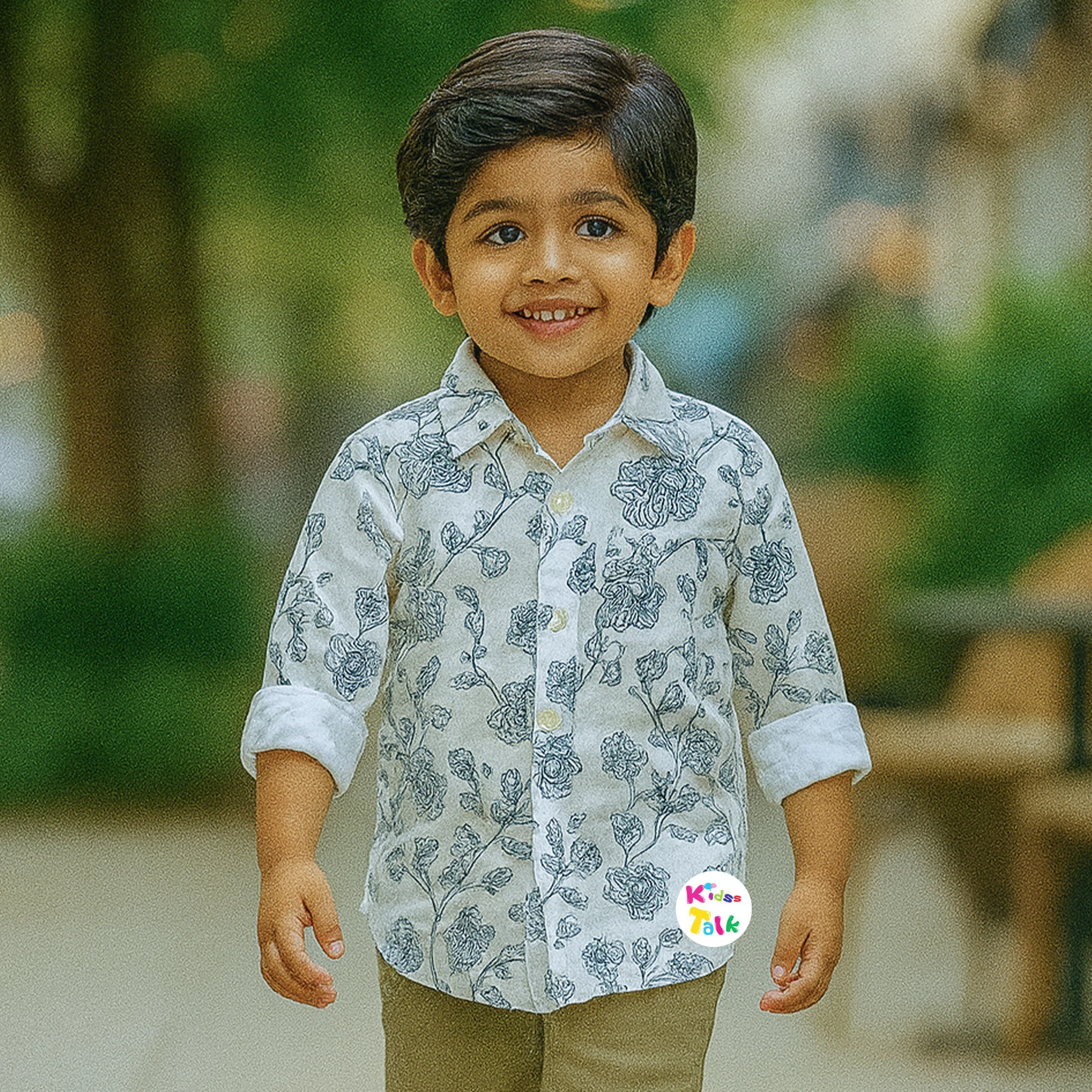 Muslin Full Sleeve Printed Shirt - Cream