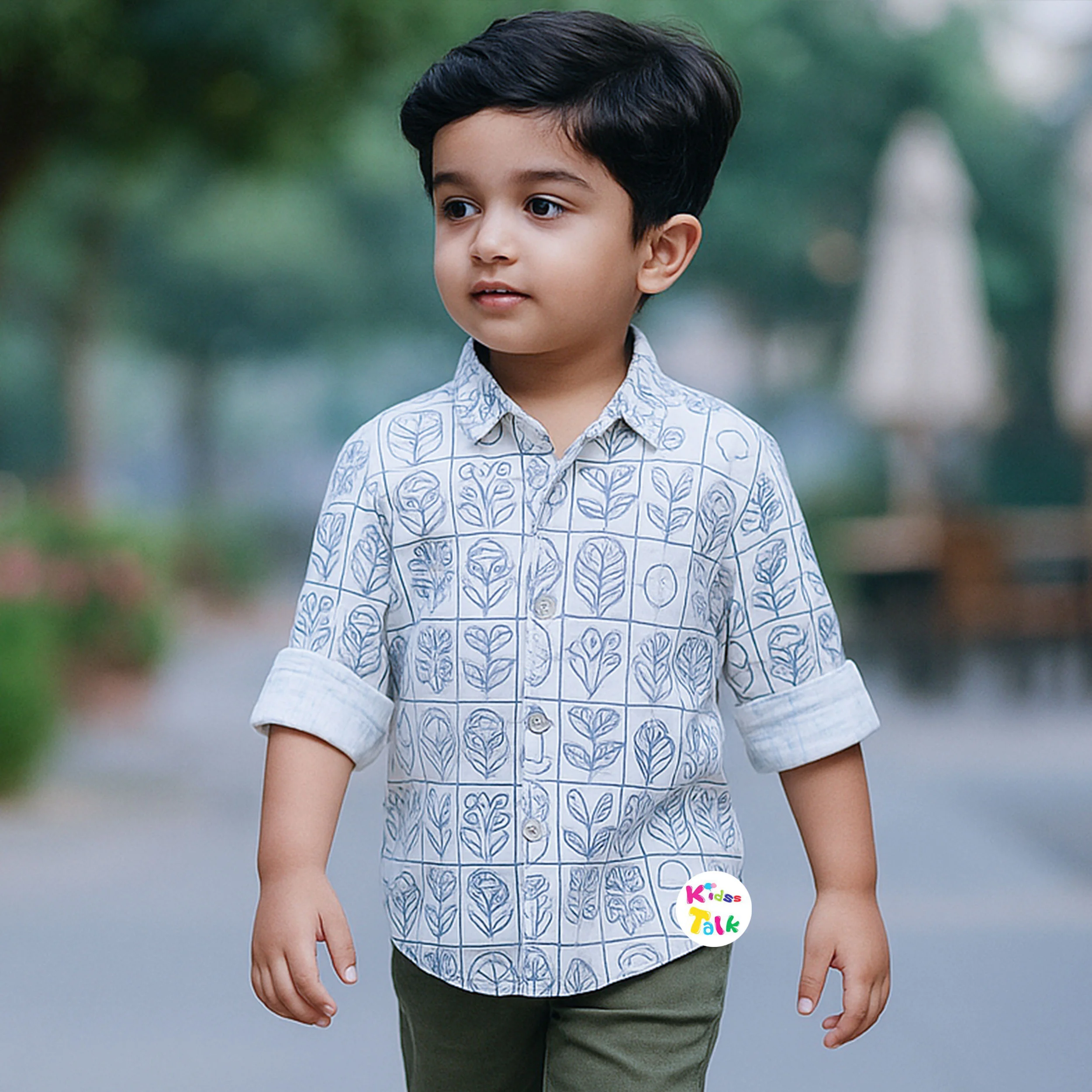 Muslin Full Sleeve Printed Shirt - White