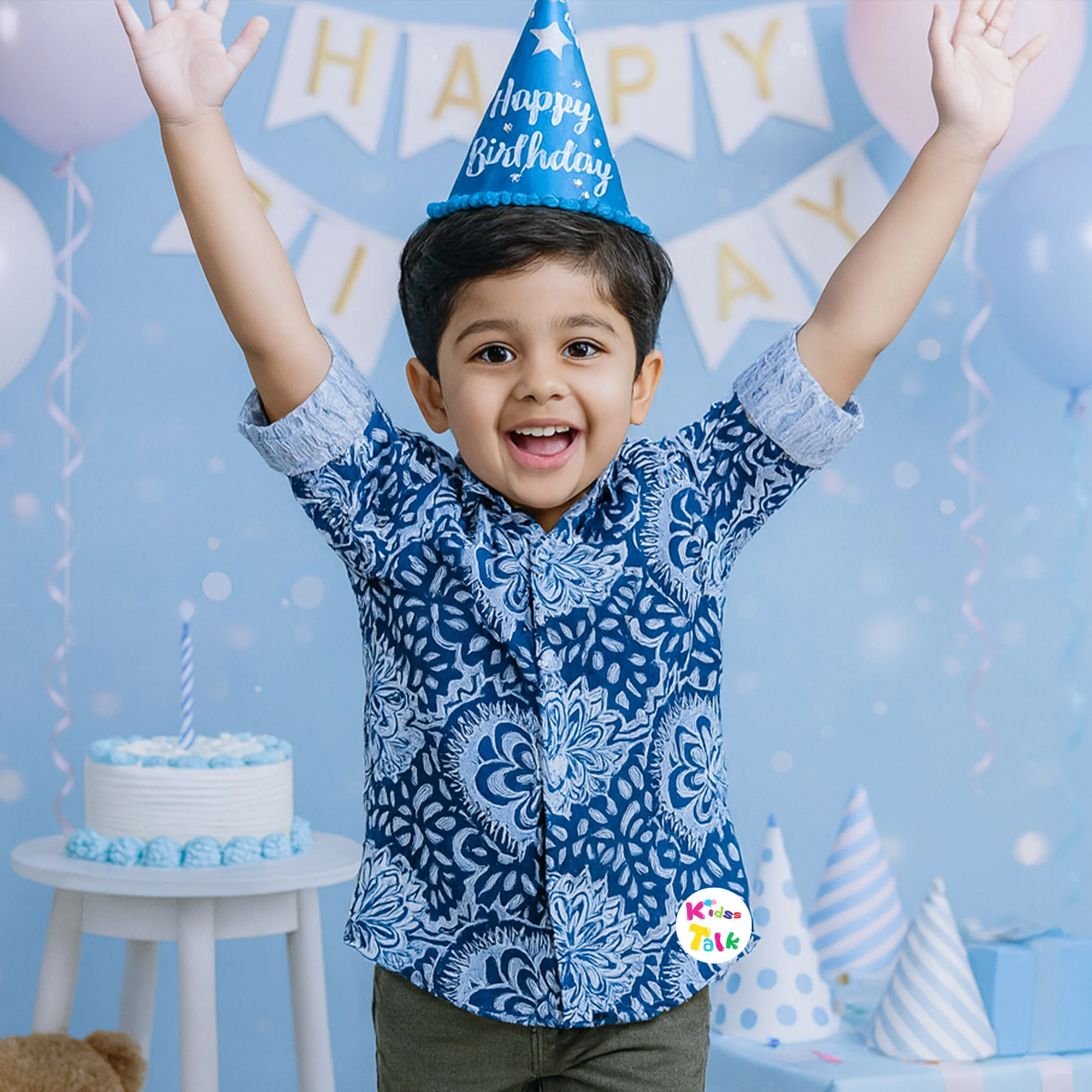 Muslin Full Sleeve Printed Shirt - Navy Blue