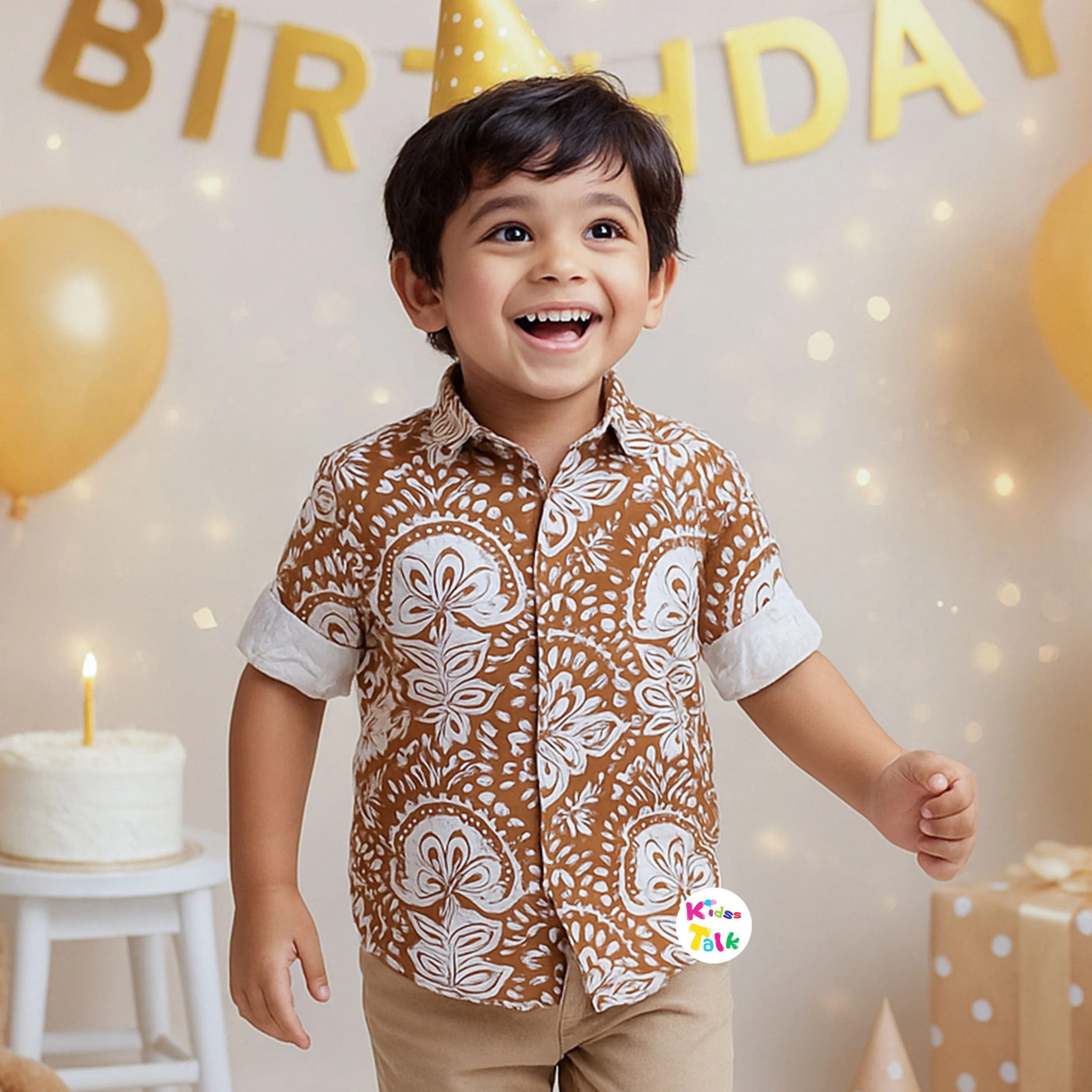 Muslin Full Sleeve Printed Shirt - Mustard