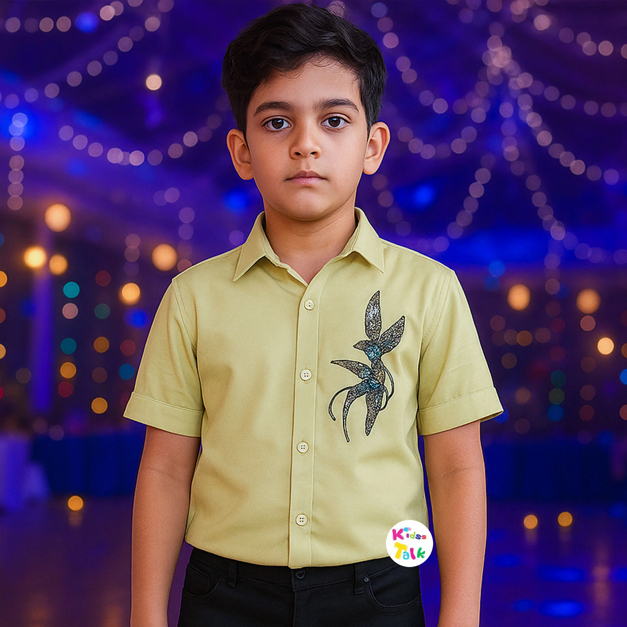 Premium Full Sleeve Party Shirt With One Side Printed - Pista Green