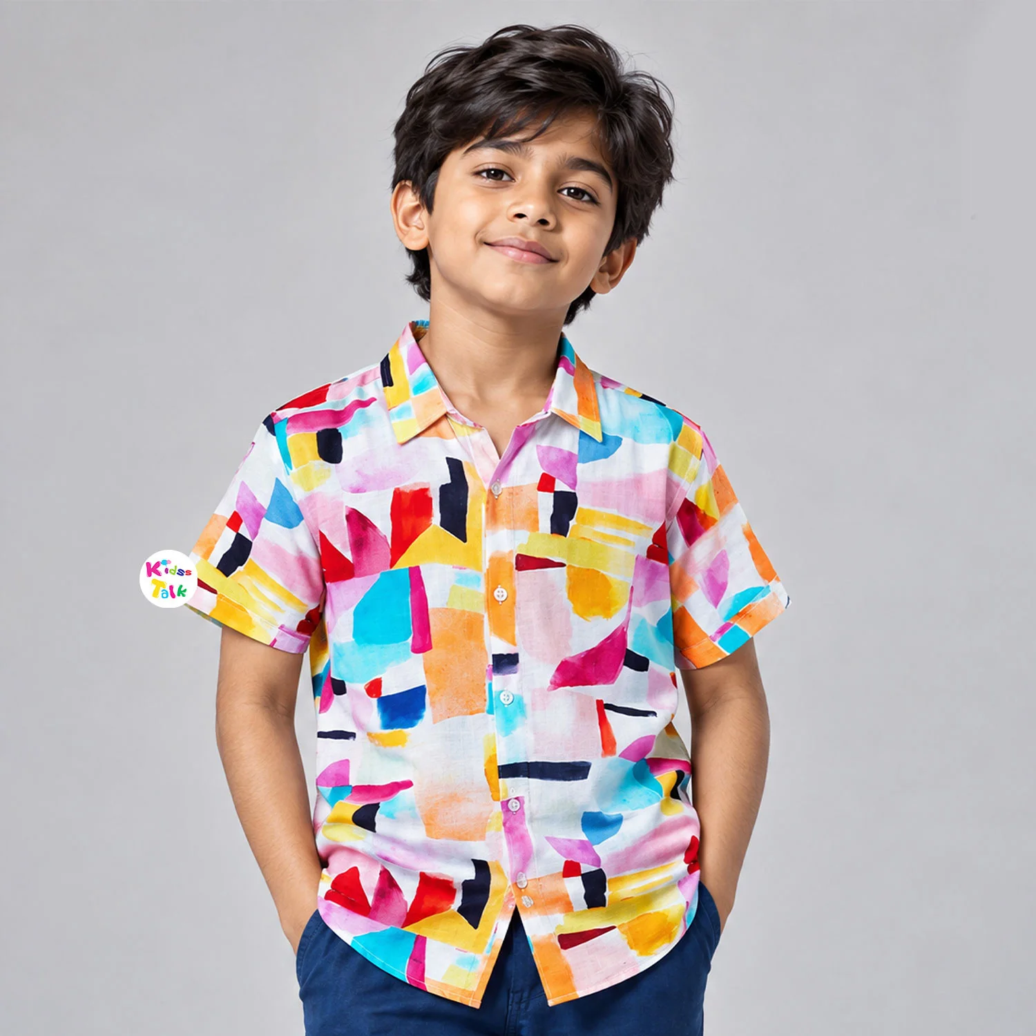 Muslin Half Sleeve Printed Shirt - Multicolour