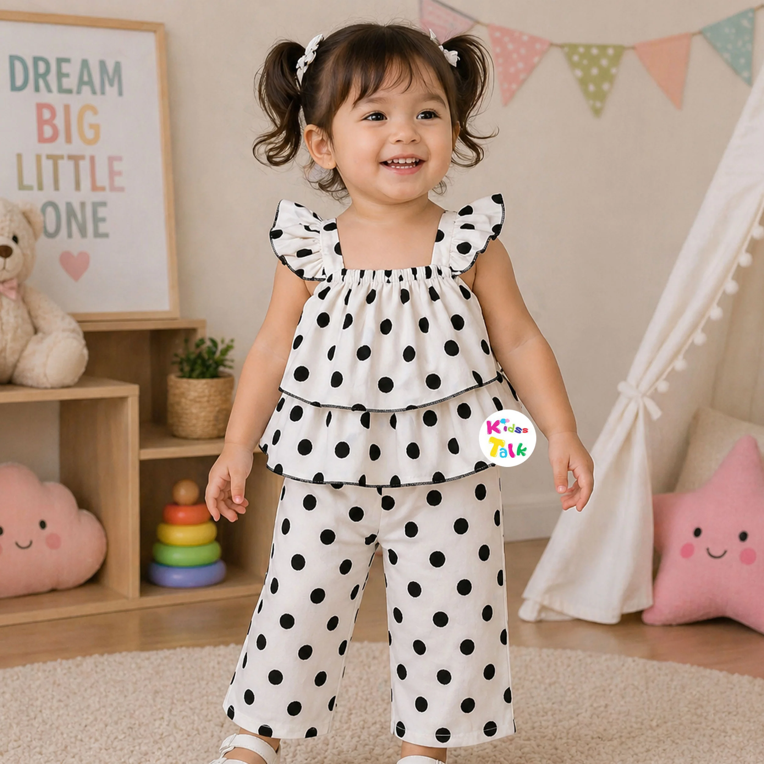 Cotton Sleeveless Printed Top & Full Pant - Black